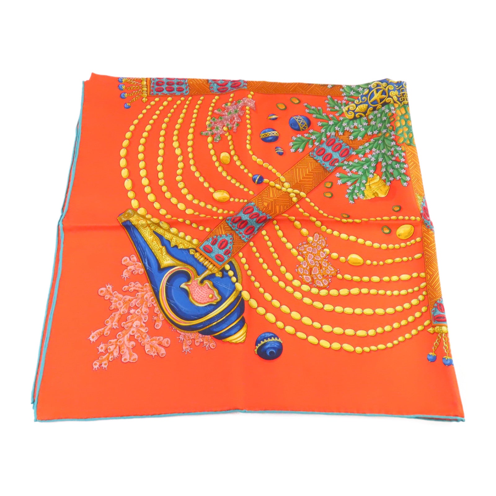 HERMES 絲質90x90 Scarf絲巾橙色/彩色