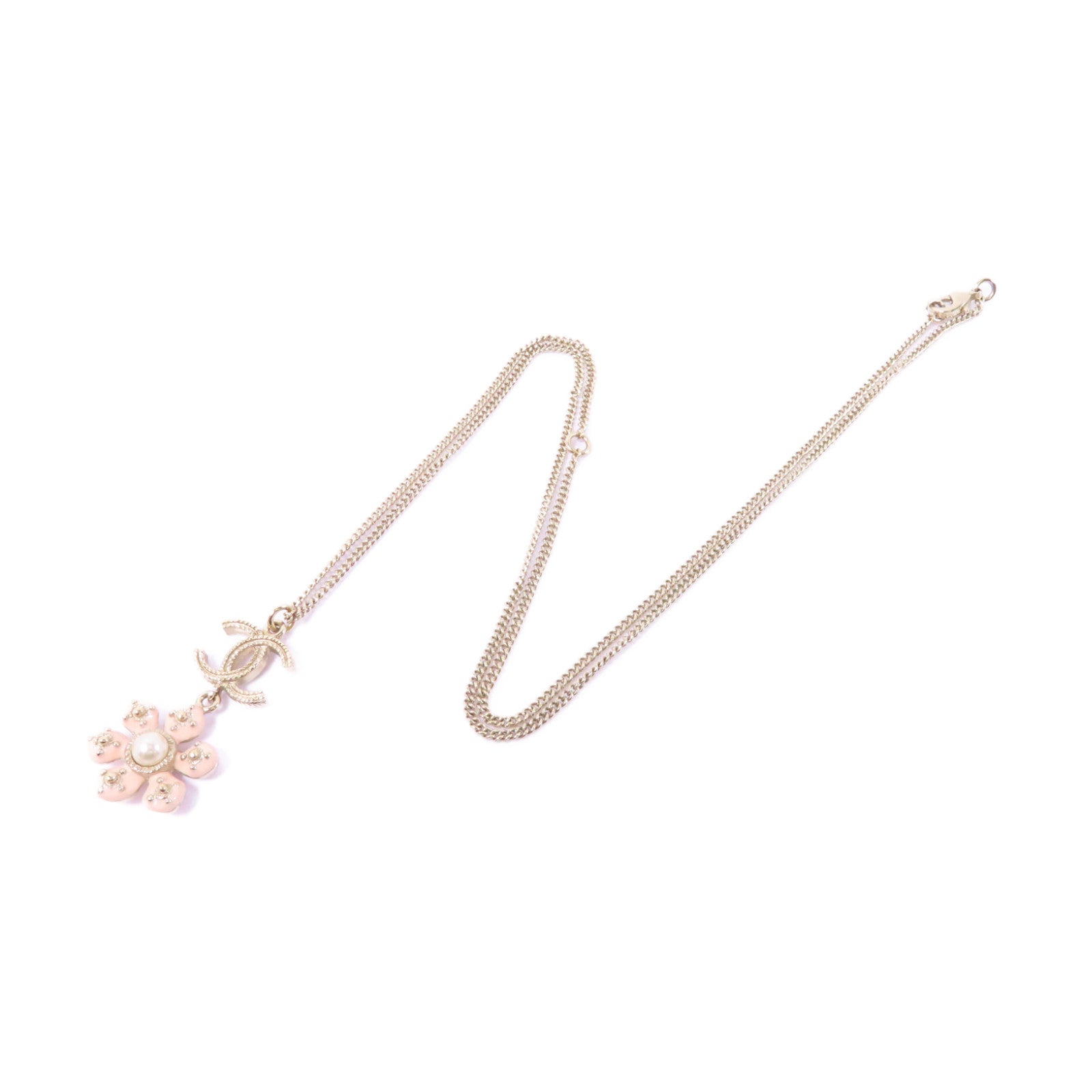 CHANEL 金屬Necklace項鍊粉紅色/金色