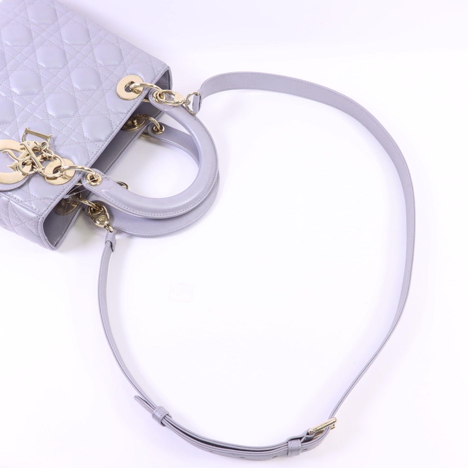 Dior 羊皮皮革Lady Dior Medium金扣手挽肩背兩用袋