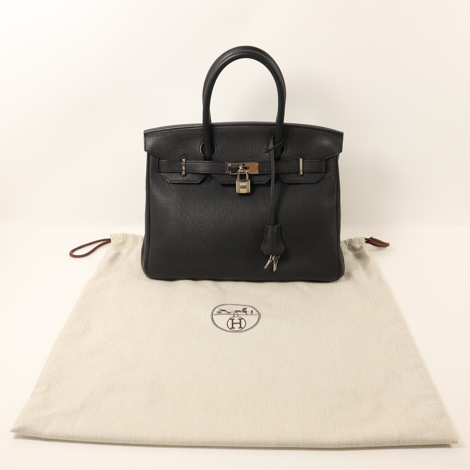 HERMES Togo皮革Birkin 30銀扣手挽袋Noir