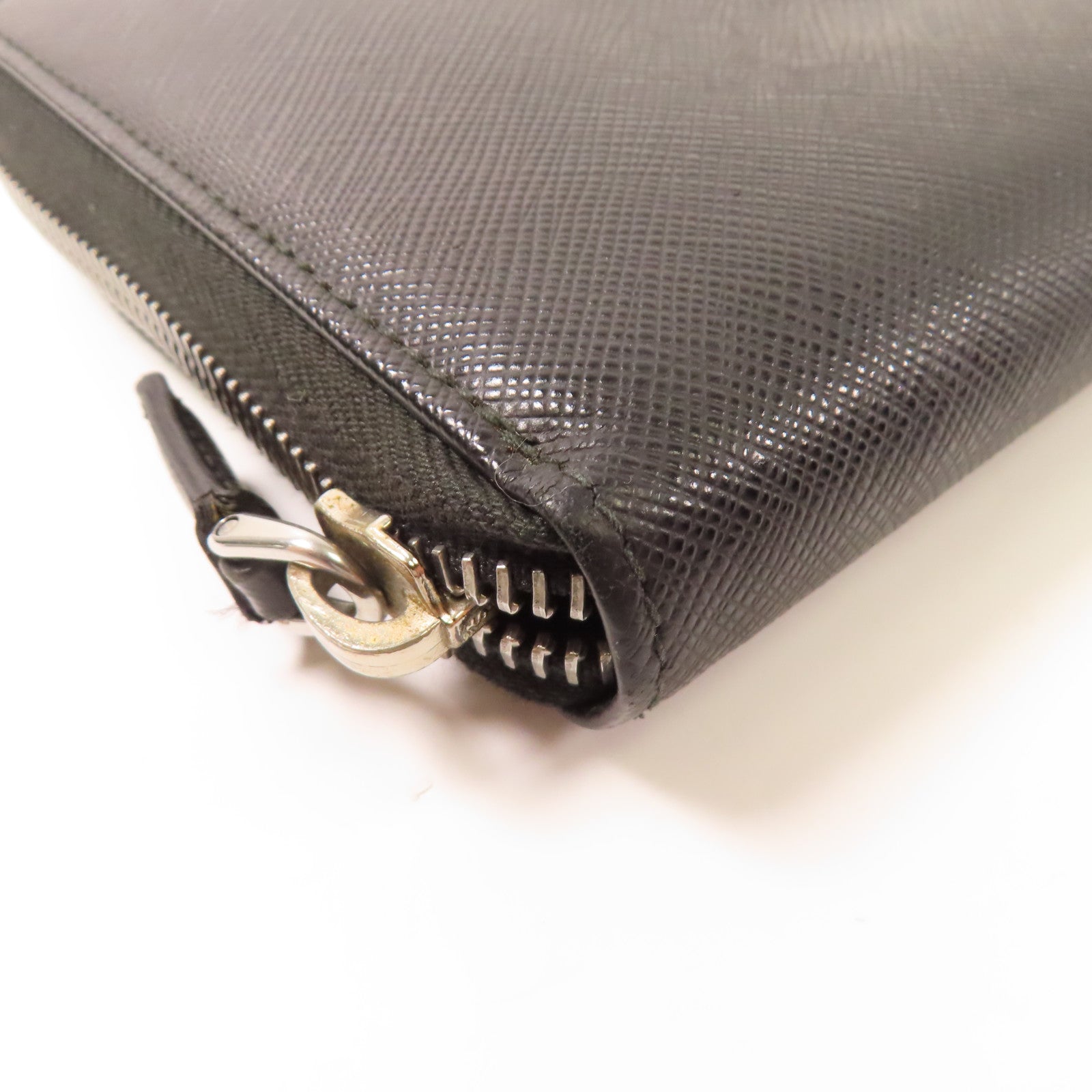 PRADA SHW Long Wallet Calfskin Leather 62B Black/Blue