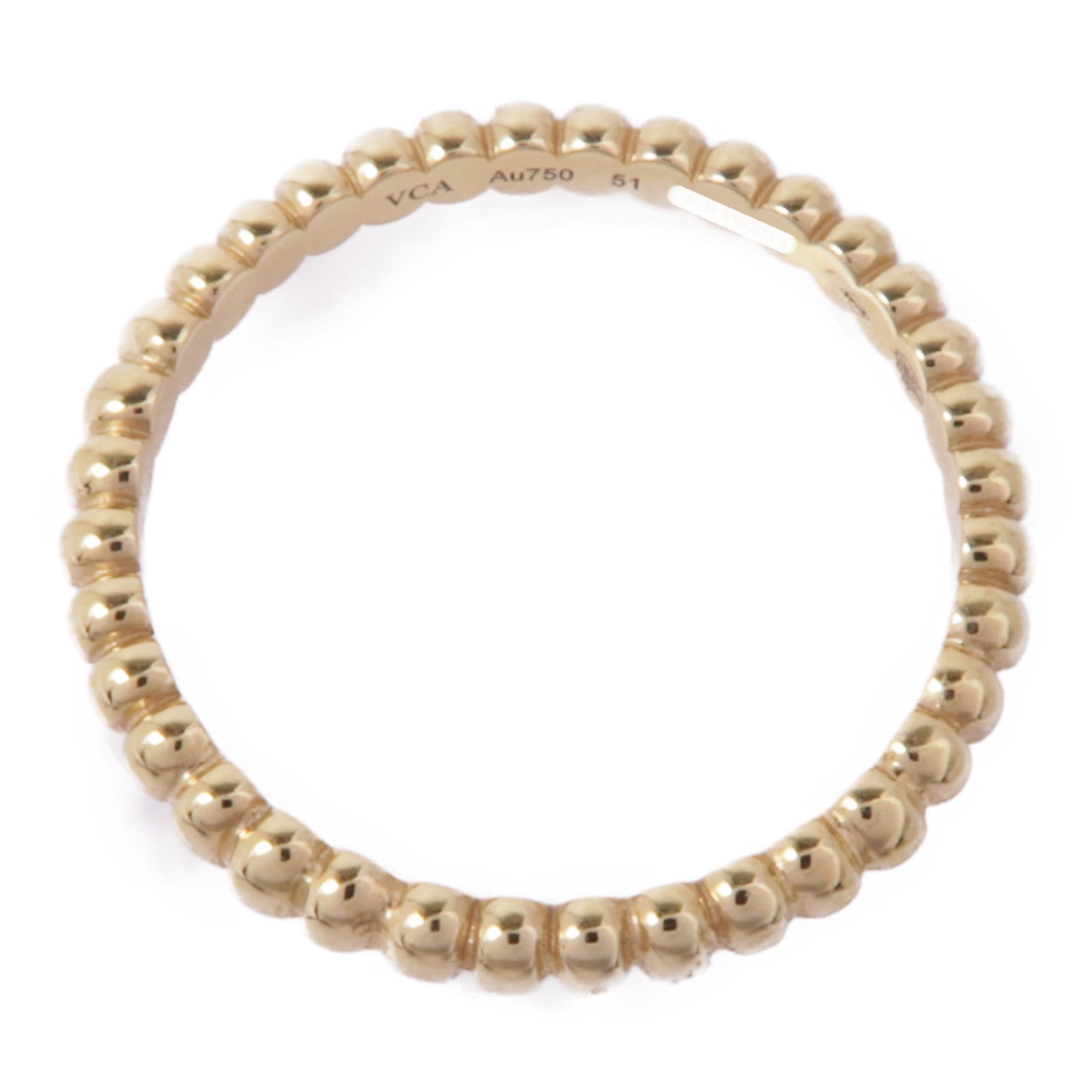 Van Cleef & Arpels 18K黃金Perlee Pearls of Gold Ring戒指#51/US#5.5