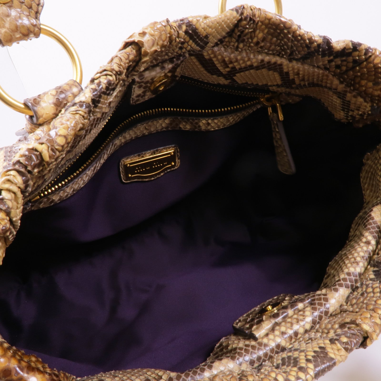 Miu Miu 蛇皮皮革2 Way Shoulder金扣手挽肩背兩用袋