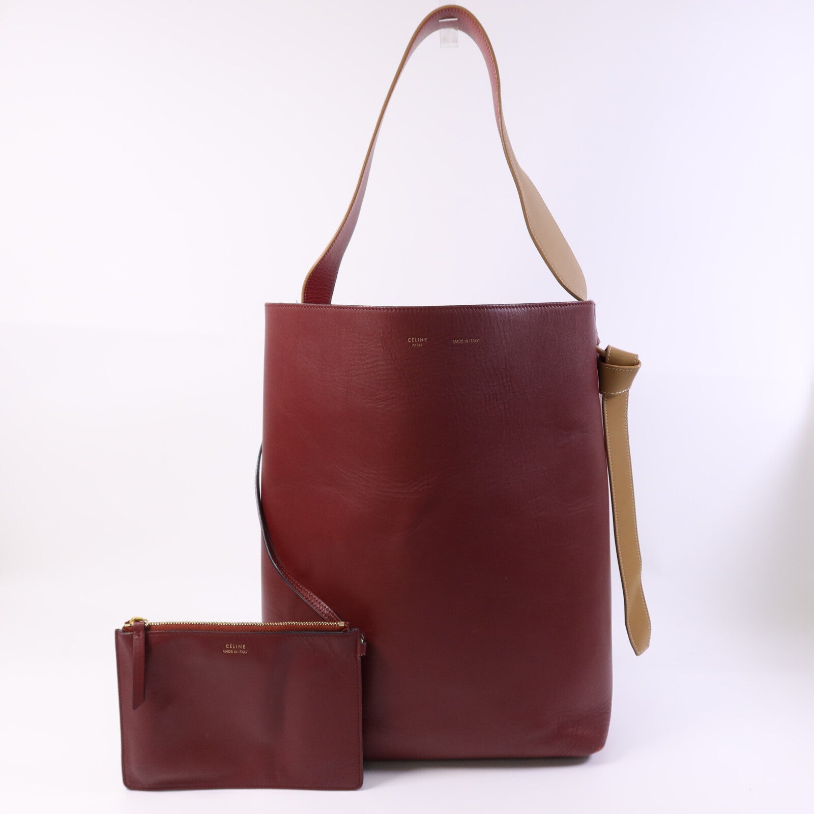 CELINE 牛皮皮革Twisted Cabas金扣肩背袋