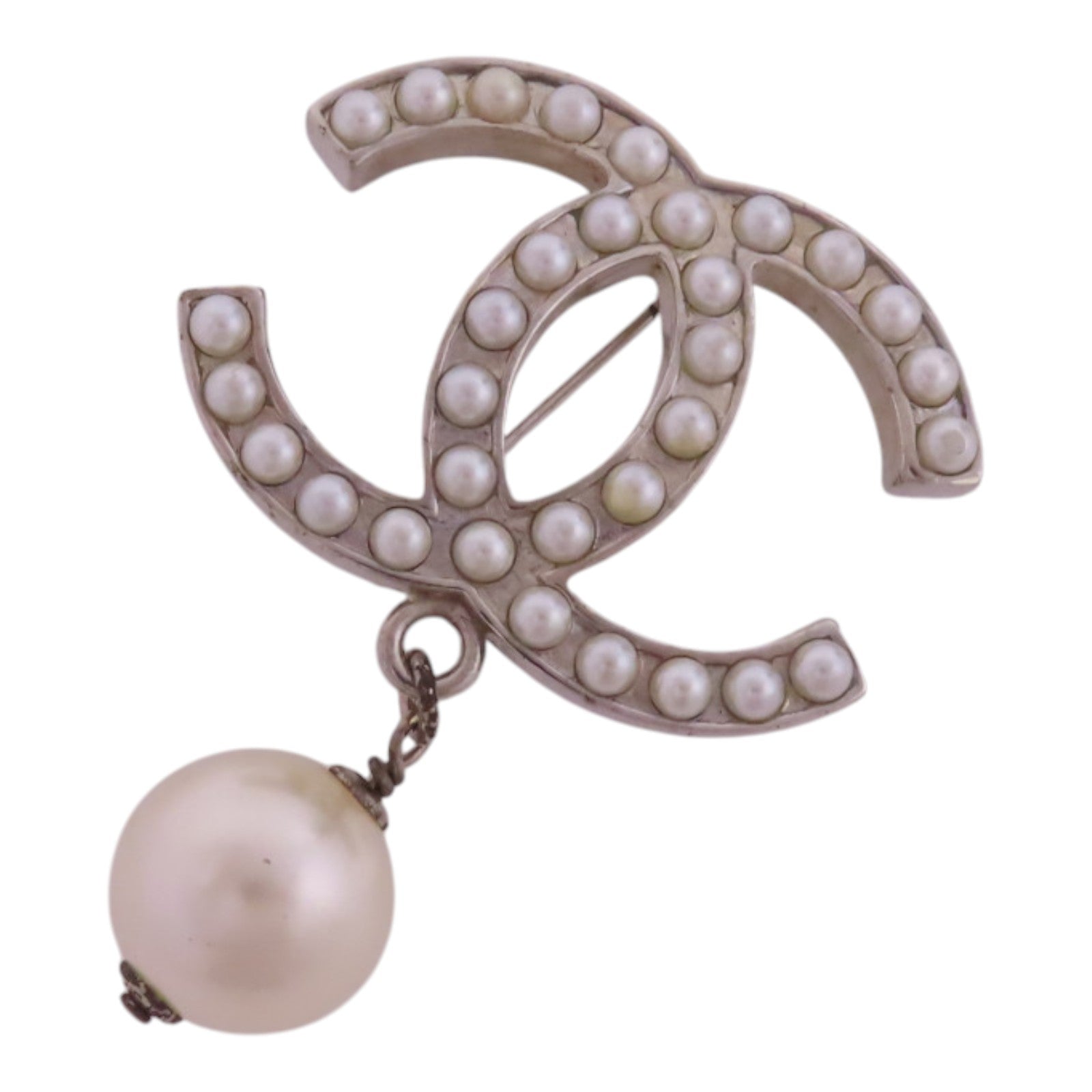 CHANEL 金屬/仿珍珠Brooch銀扣胸針