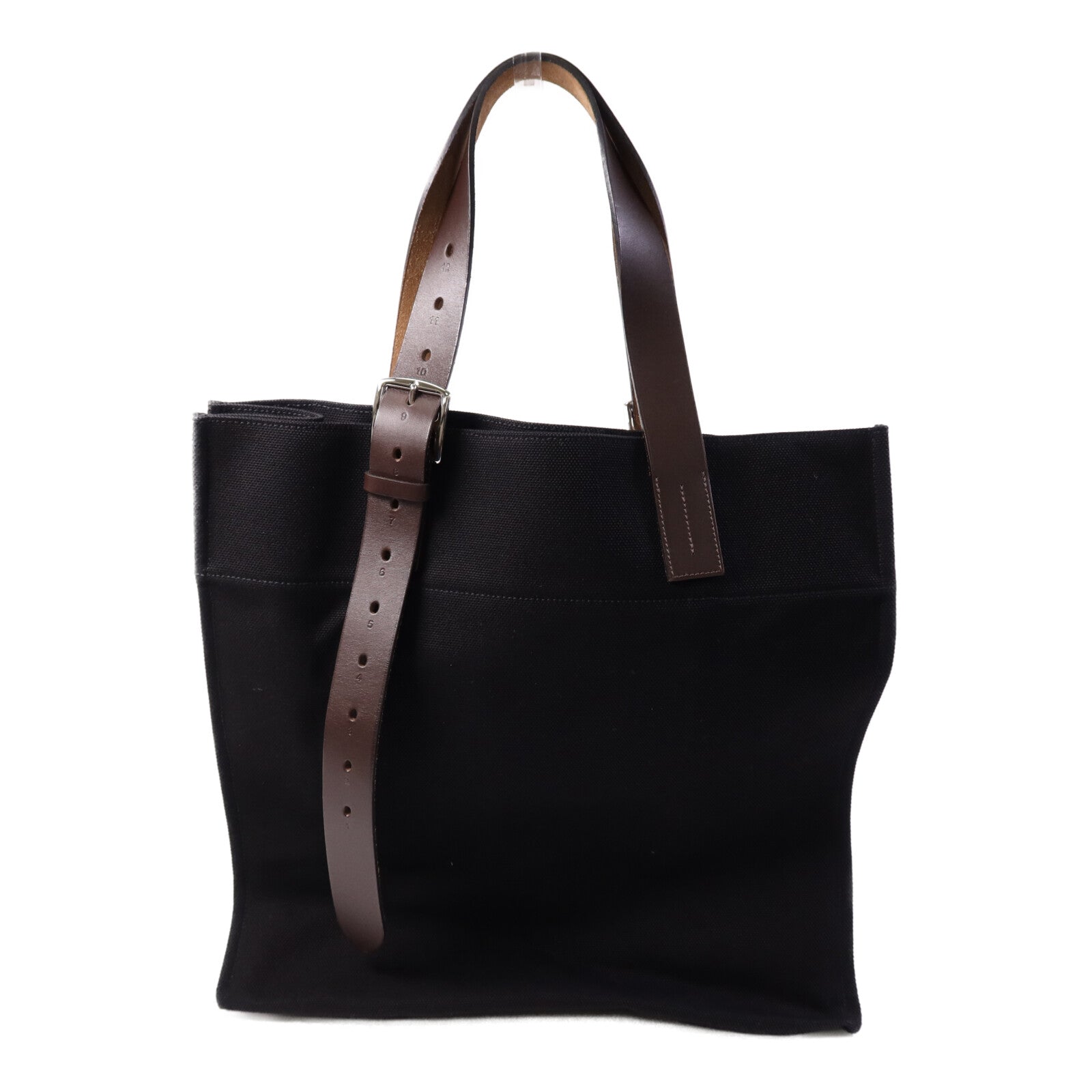 HERMES 帆布Etriviere Shopping Bag銀扣手挽袋Black