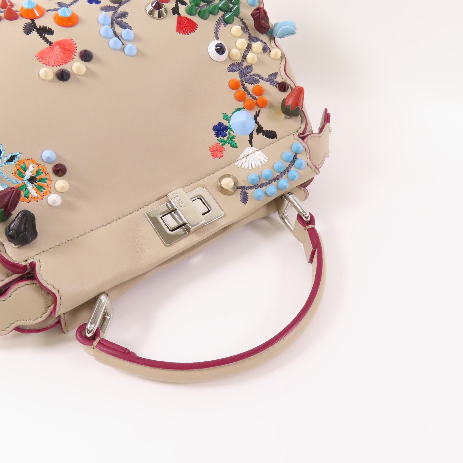 FENDI 皮革Peekaboo銀扣手挽肩背兩用袋