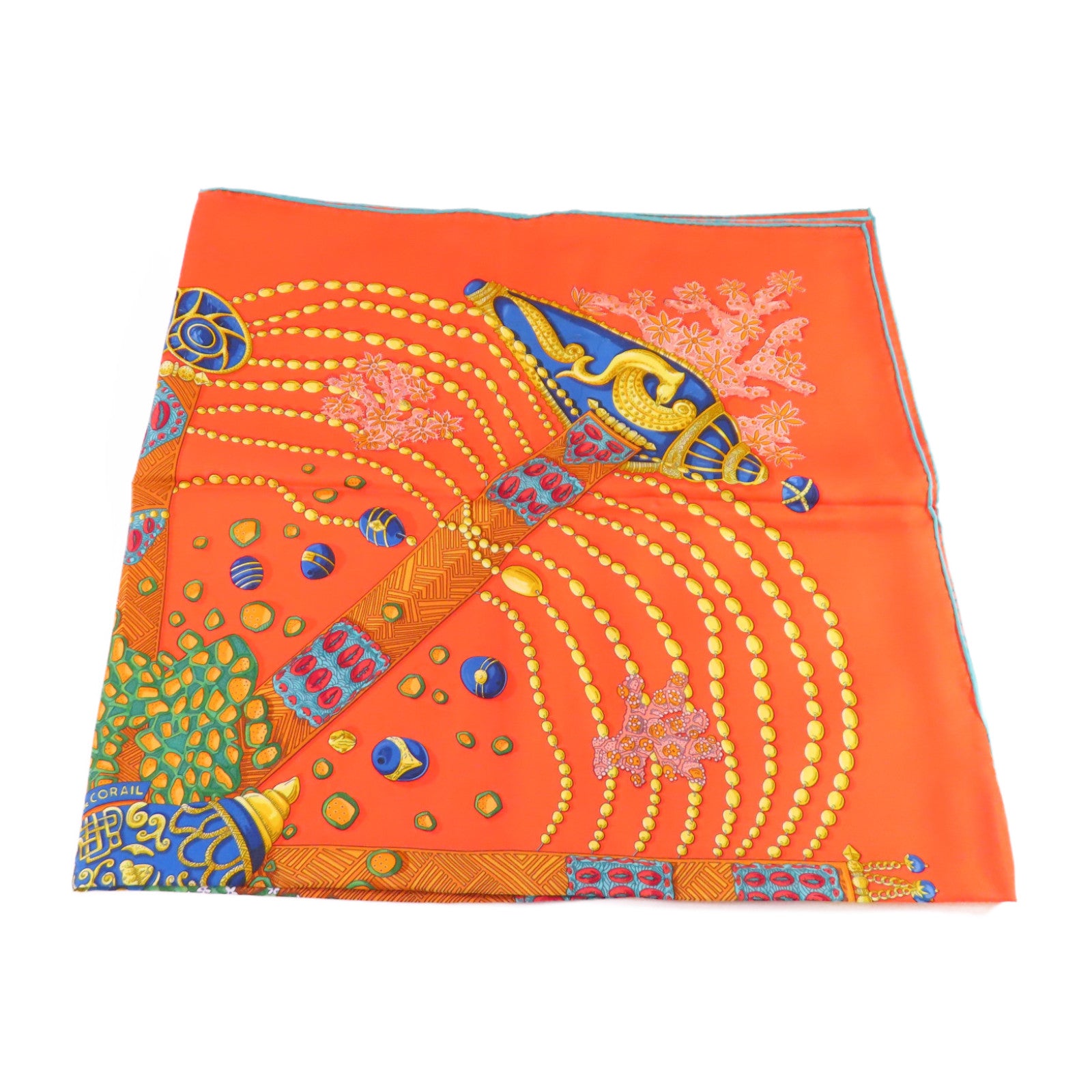 HERMES 絲質90x90 Scarf絲巾橙色/彩色