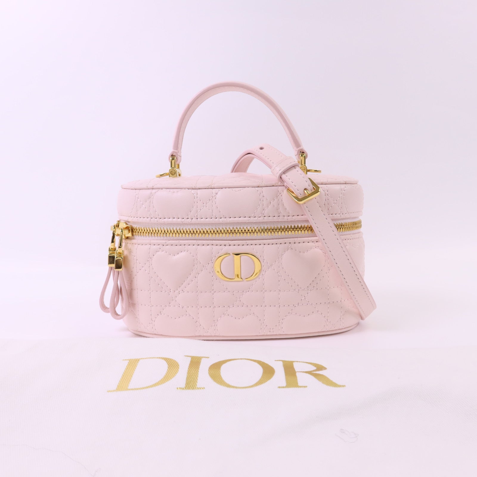 Dior 羊皮皮革Mini Caro Vanity Case金扣手挽肩背兩用袋