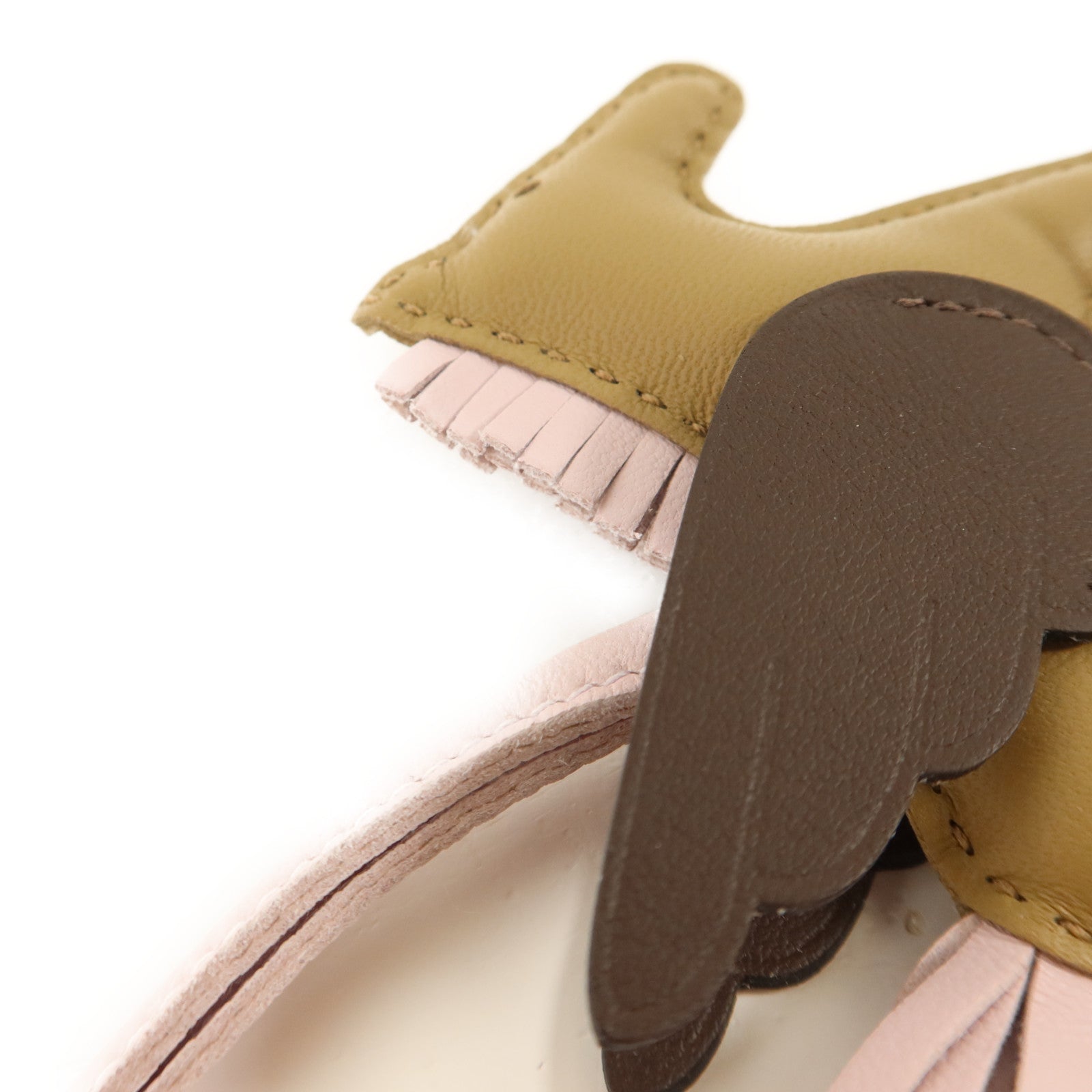 HERMES Milo皮革/Swift皮革Rodeo Pegase PM掛飾Moka/Mauve Pale/Beige Marfa