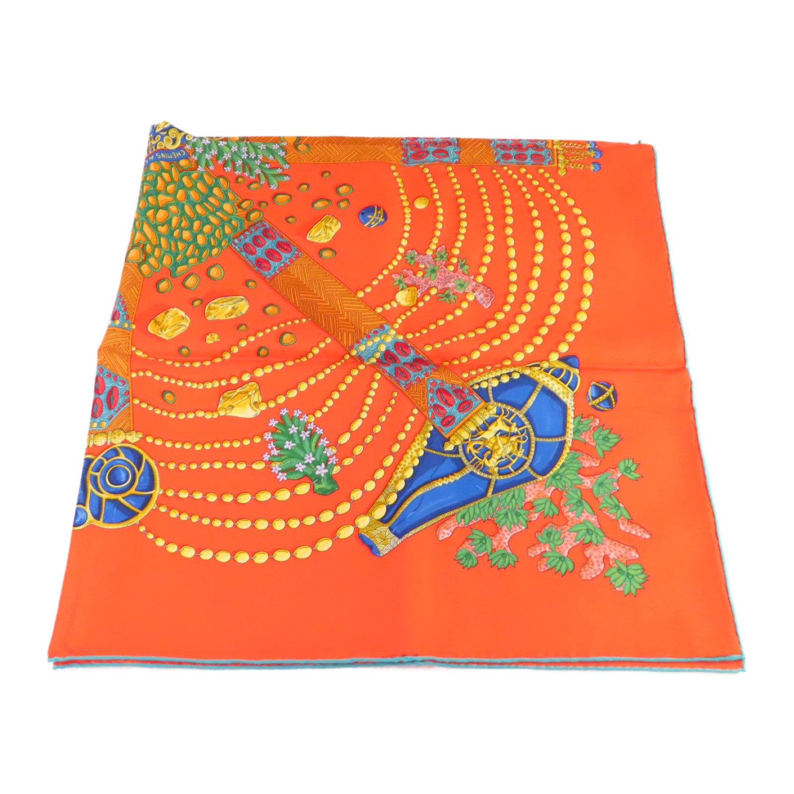 HERMES 絲質90x90 Scarf絲巾橙色/彩色