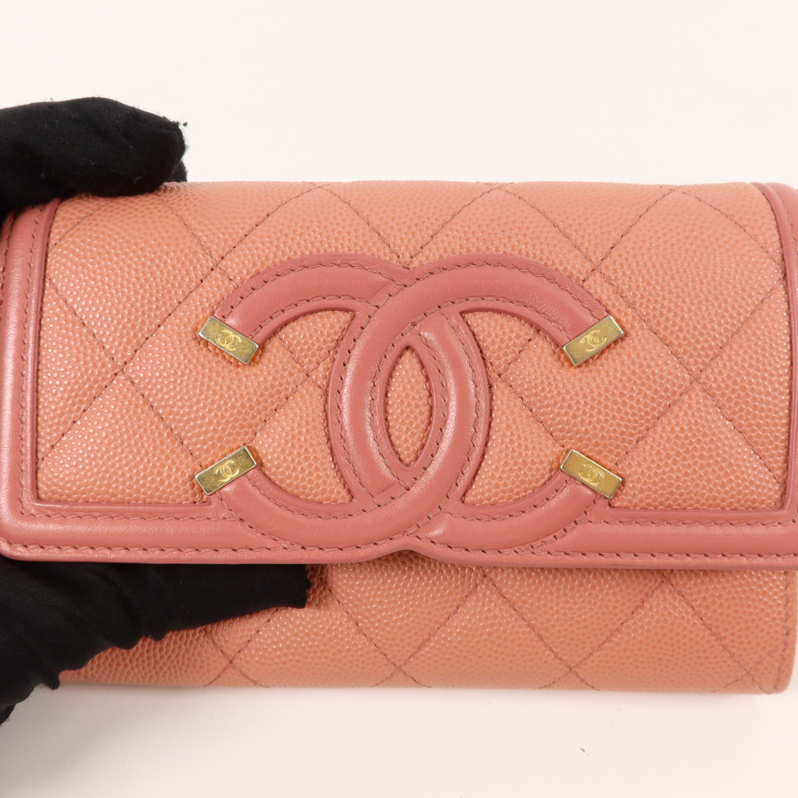 CHANEL 牛皮皮革CC Filigree Wallet錢包