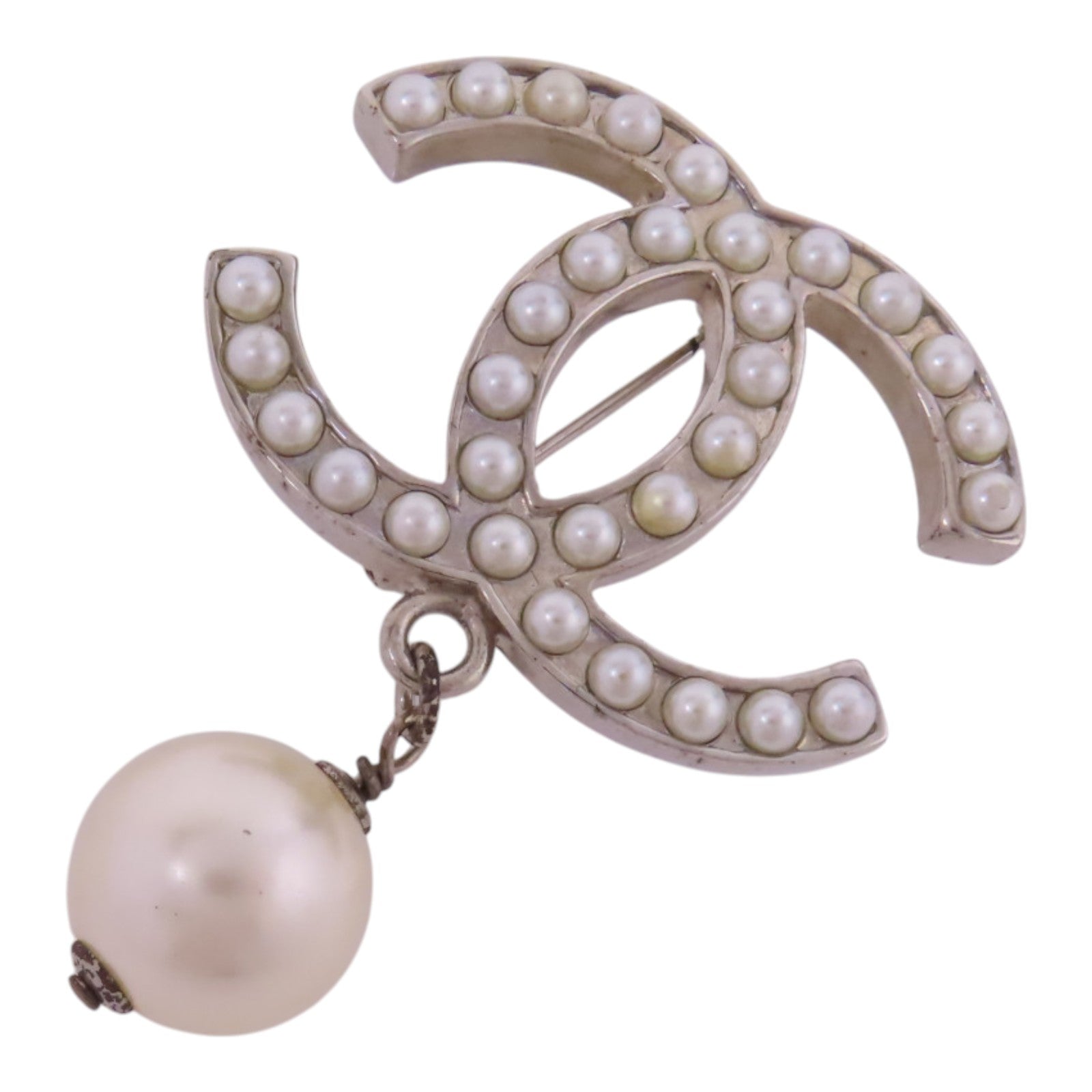 CHANEL 金屬/仿珍珠Brooch銀扣胸針