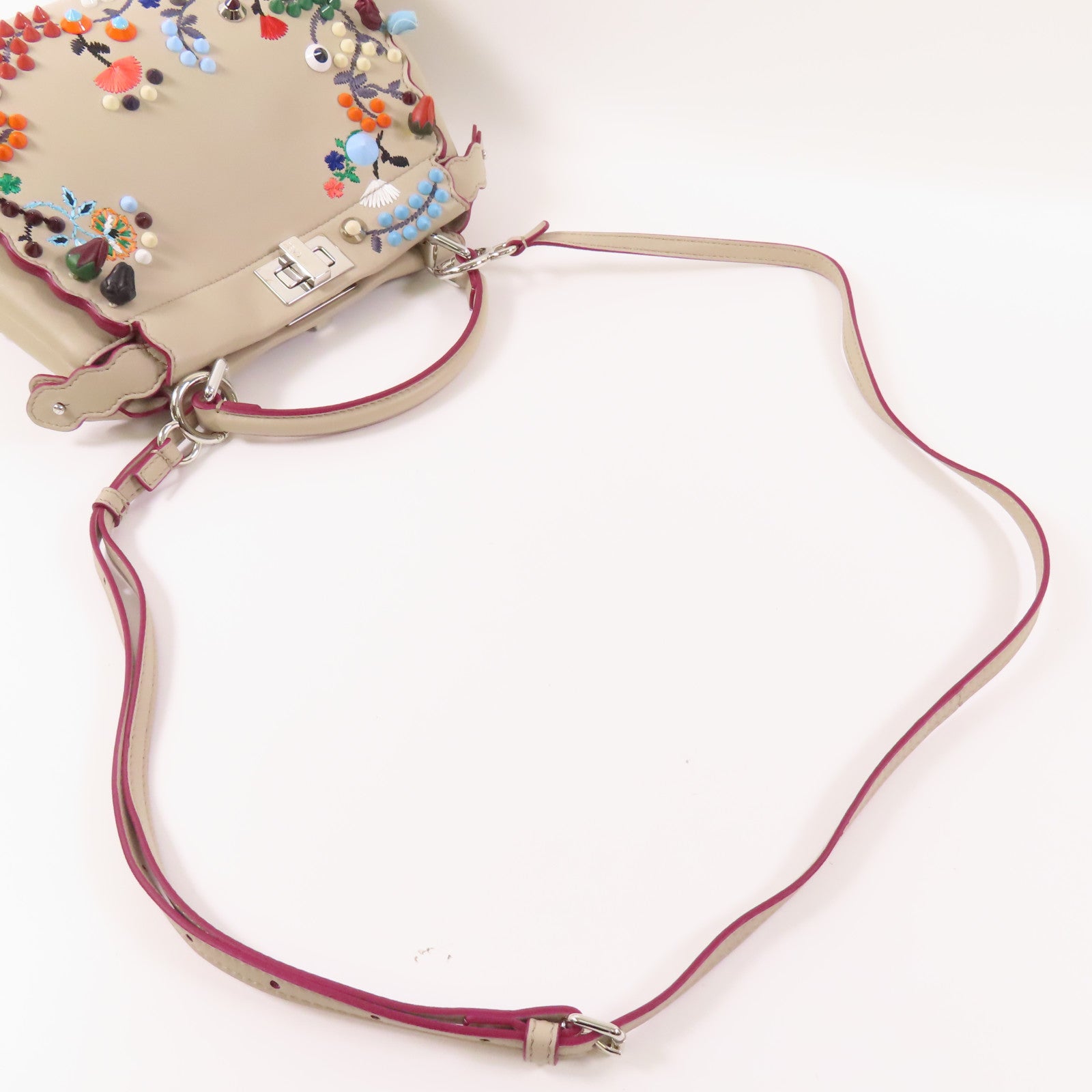 FENDI 皮革Peekaboo銀扣手挽肩背兩用袋