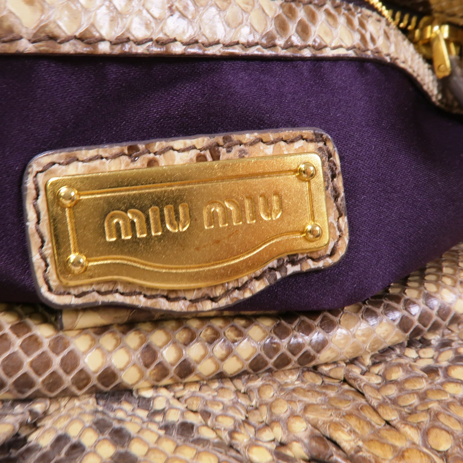 Miu Miu 蛇皮皮革2 Way Shoulder金扣手挽肩背兩用袋
