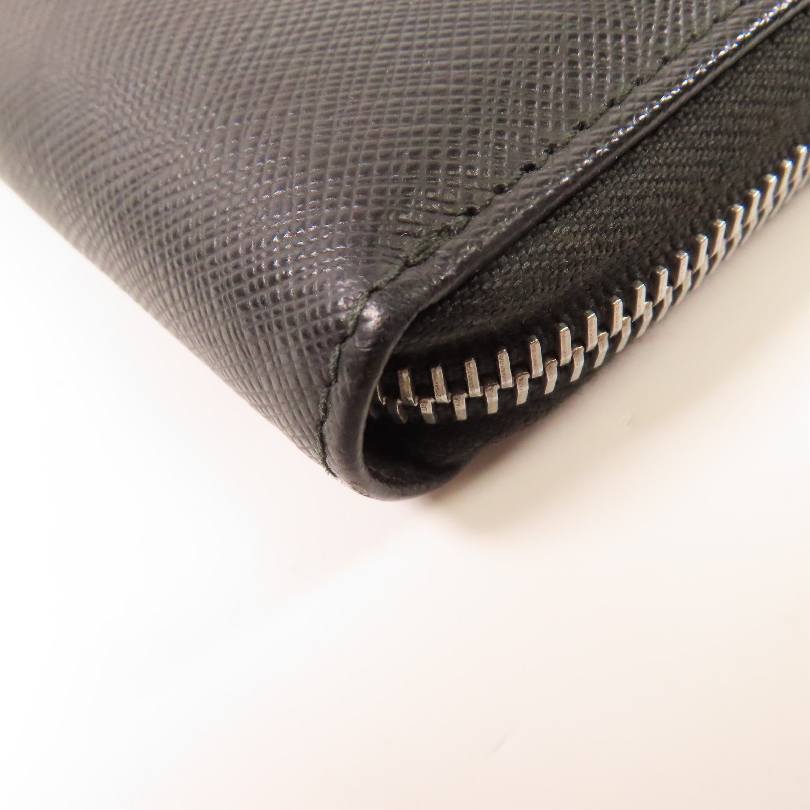 PRADA SHW Long Wallet Calfskin Leather 62B Black/Blue