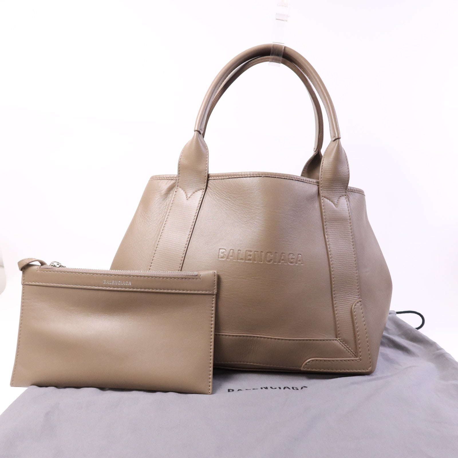 BALENCIAGA 【激減優惠】牛皮皮革Navy Cabas銀扣手挽袋
