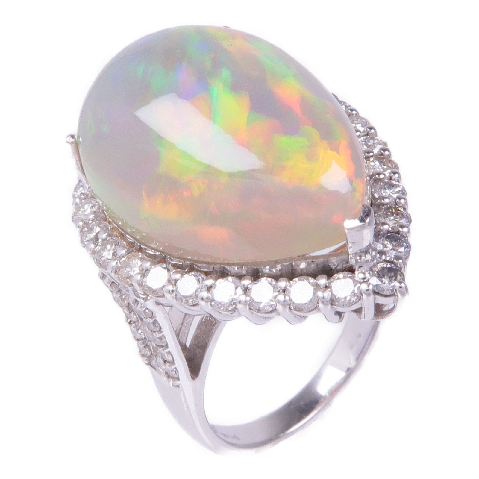 JEWELRY 18K白金Opal Diamond Ring蛋白石/鑽石戒指US#7
