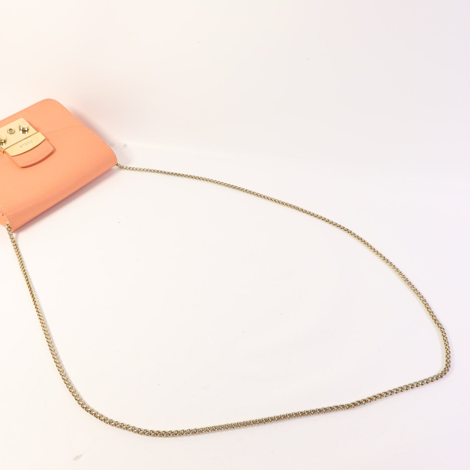 Furla 牛皮皮革Chain Shoulder Bag金扣鏈帶肩背袋