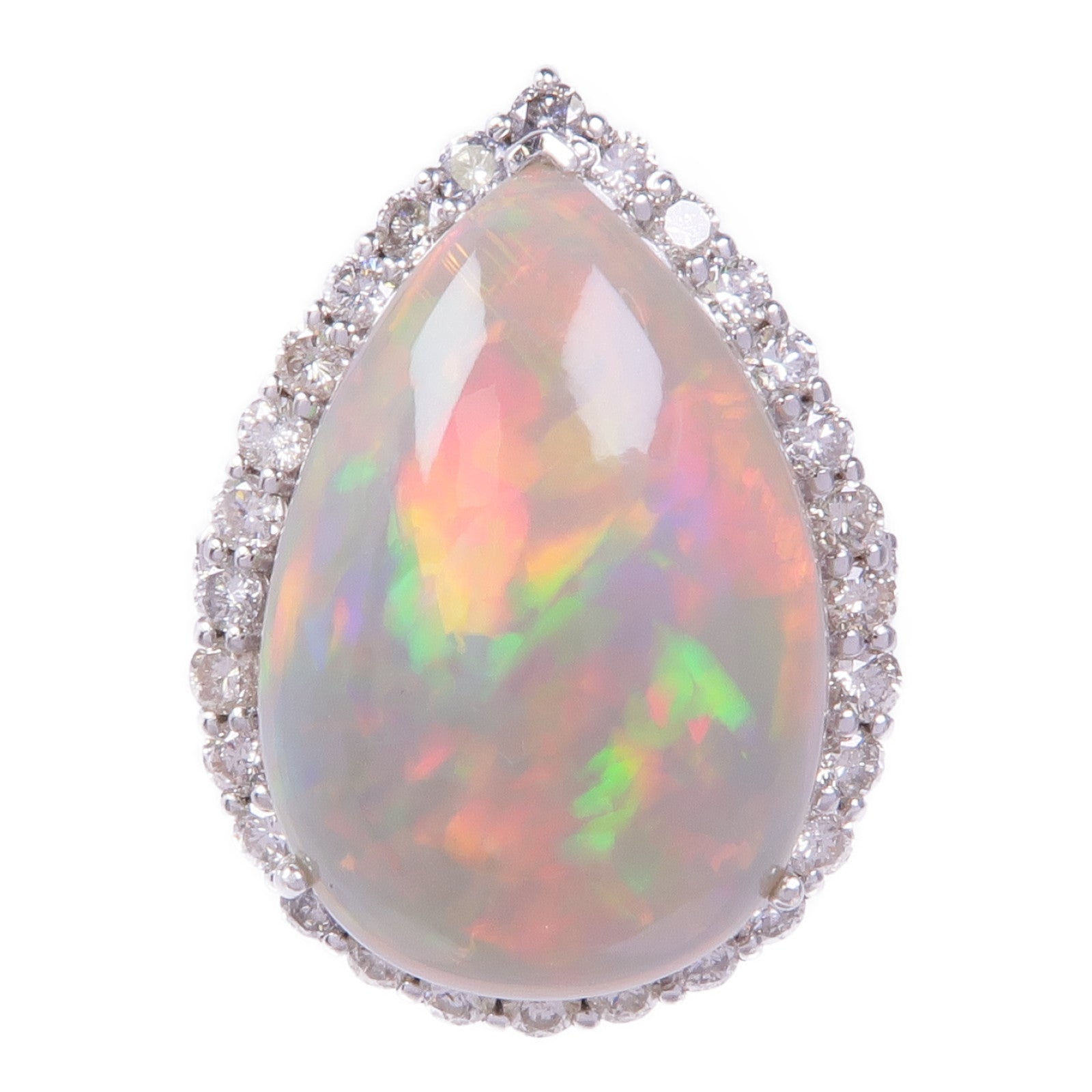 JEWELRY 18K白金Opal Diamond Ring蛋白石/鑽石戒指US#7