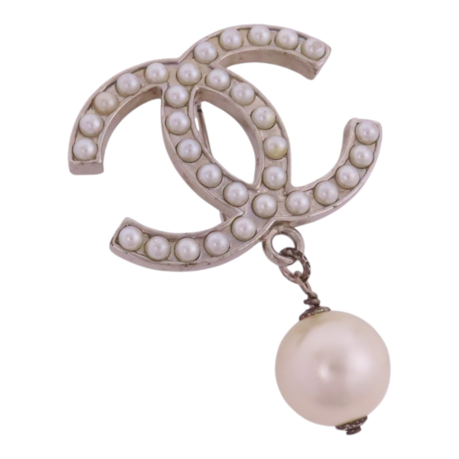 CHANEL 金屬/仿珍珠Brooch銀扣胸針