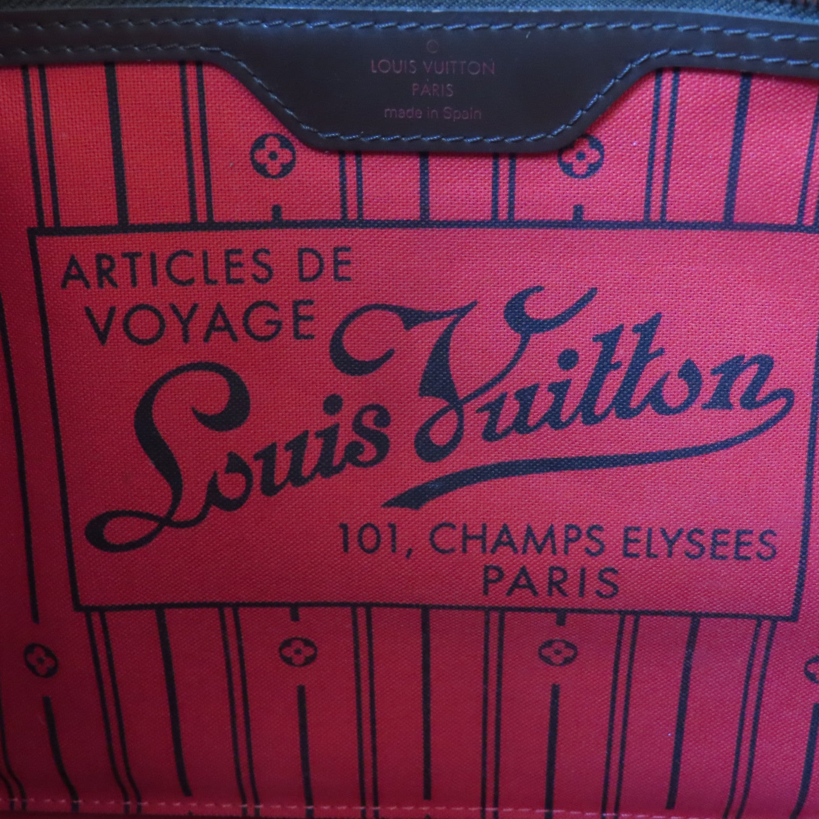 LOUIS VUITTON Damier Neverfull MM金扣肩背袋/手挽袋啡色