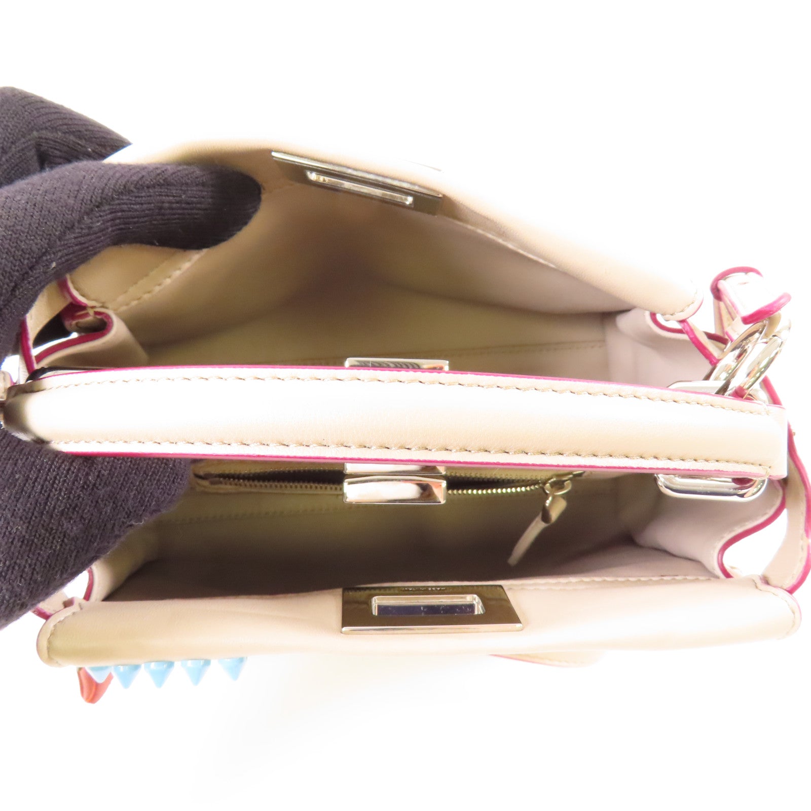 FENDI 皮革Peekaboo銀扣手挽肩背兩用袋