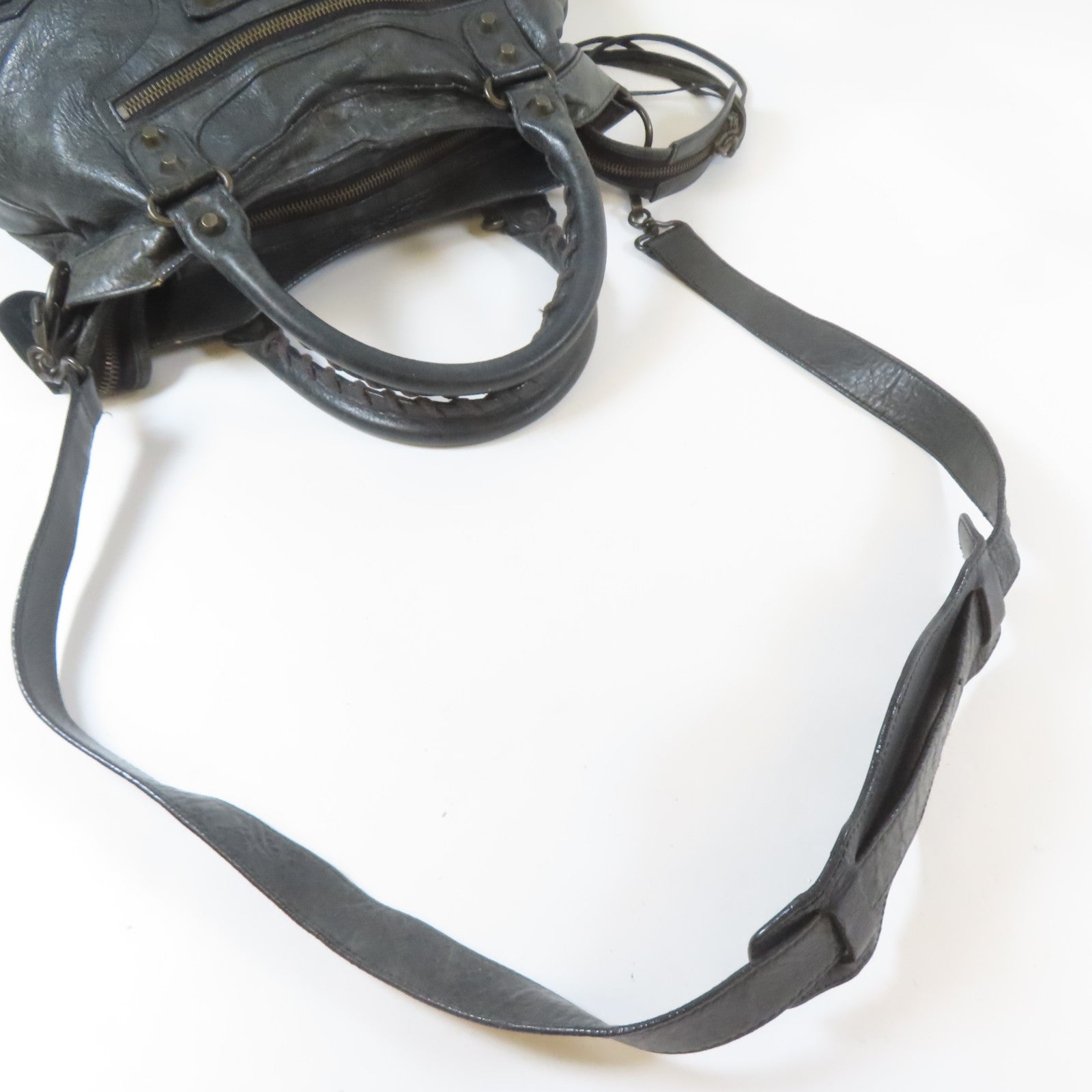 BALENCIAGA 牛皮皮革2 Way Shoulder Bag金扣手挽肩背兩用袋黑色