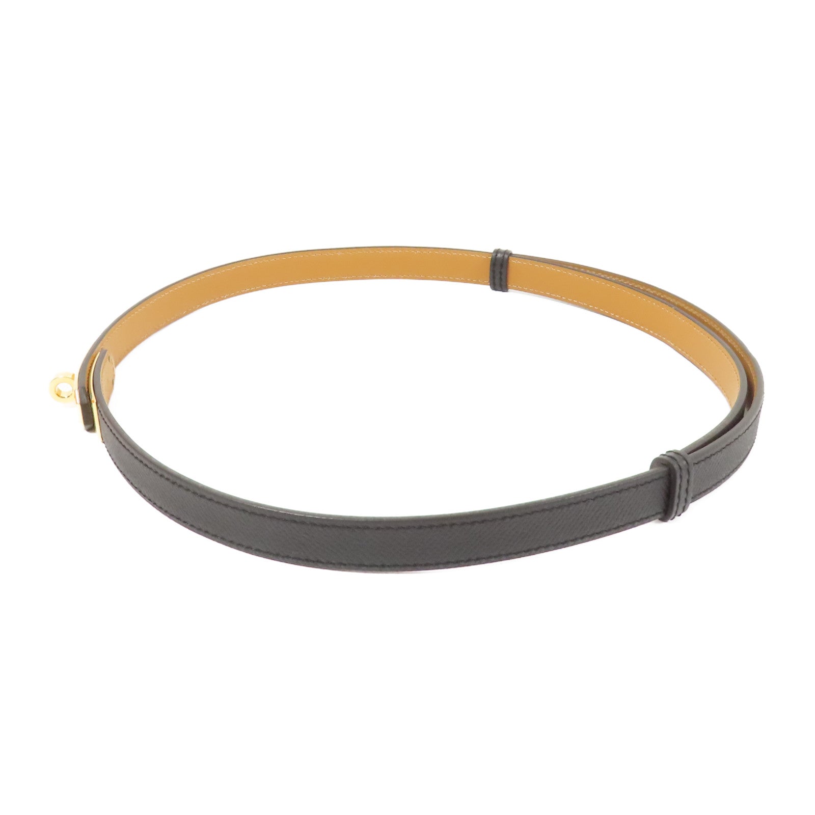 HERMES Epsom皮革Kelly Pocket 18 Belt金扣皮帶Black