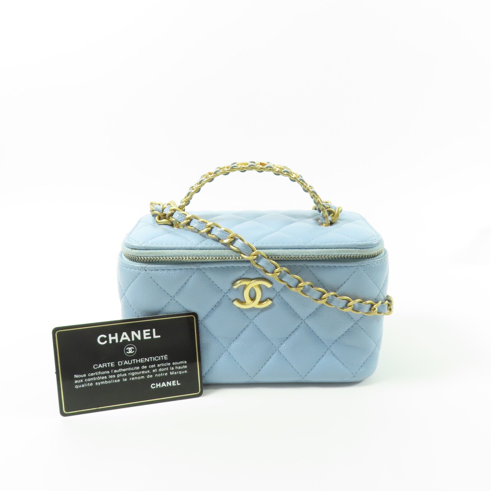 CHANEL 牛皮皮革Vanity Case With Handle鏈帶手挽肩背兩用袋