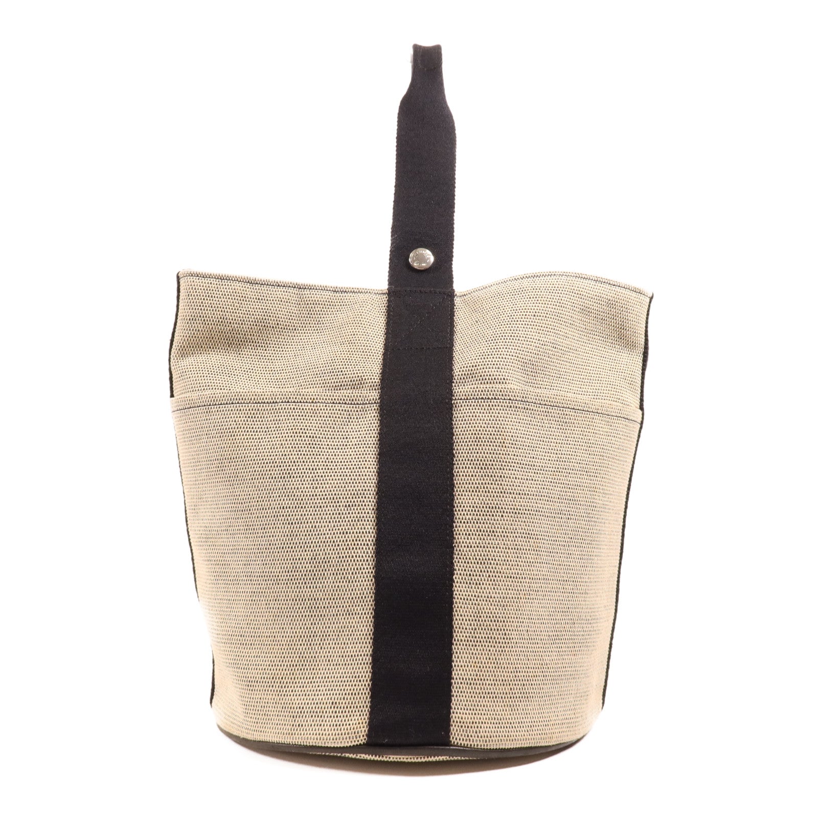 HERMES 帆布Saxo MM銀扣手挽袋