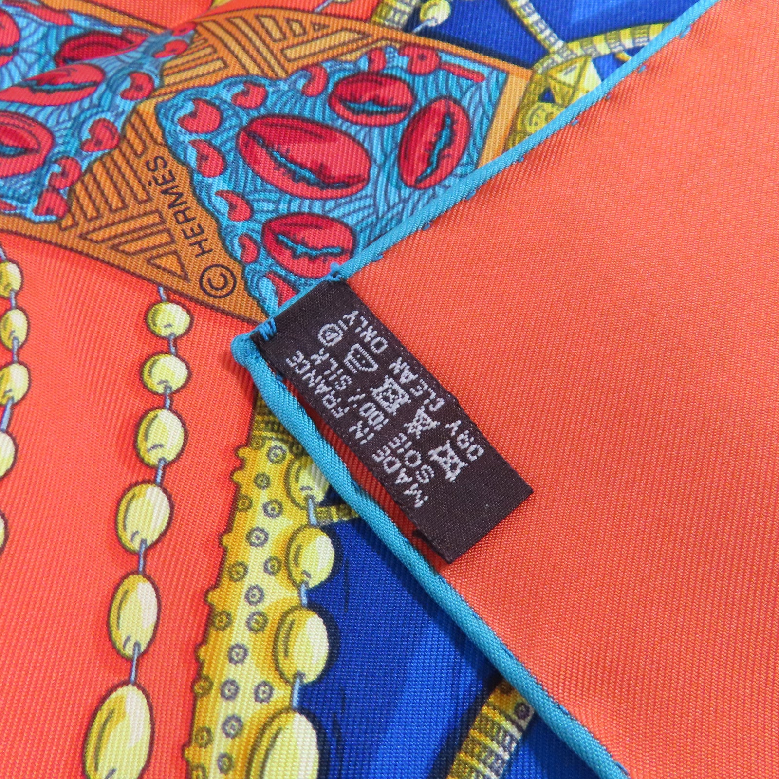 HERMES 絲質90x90 Scarf絲巾橙色/彩色