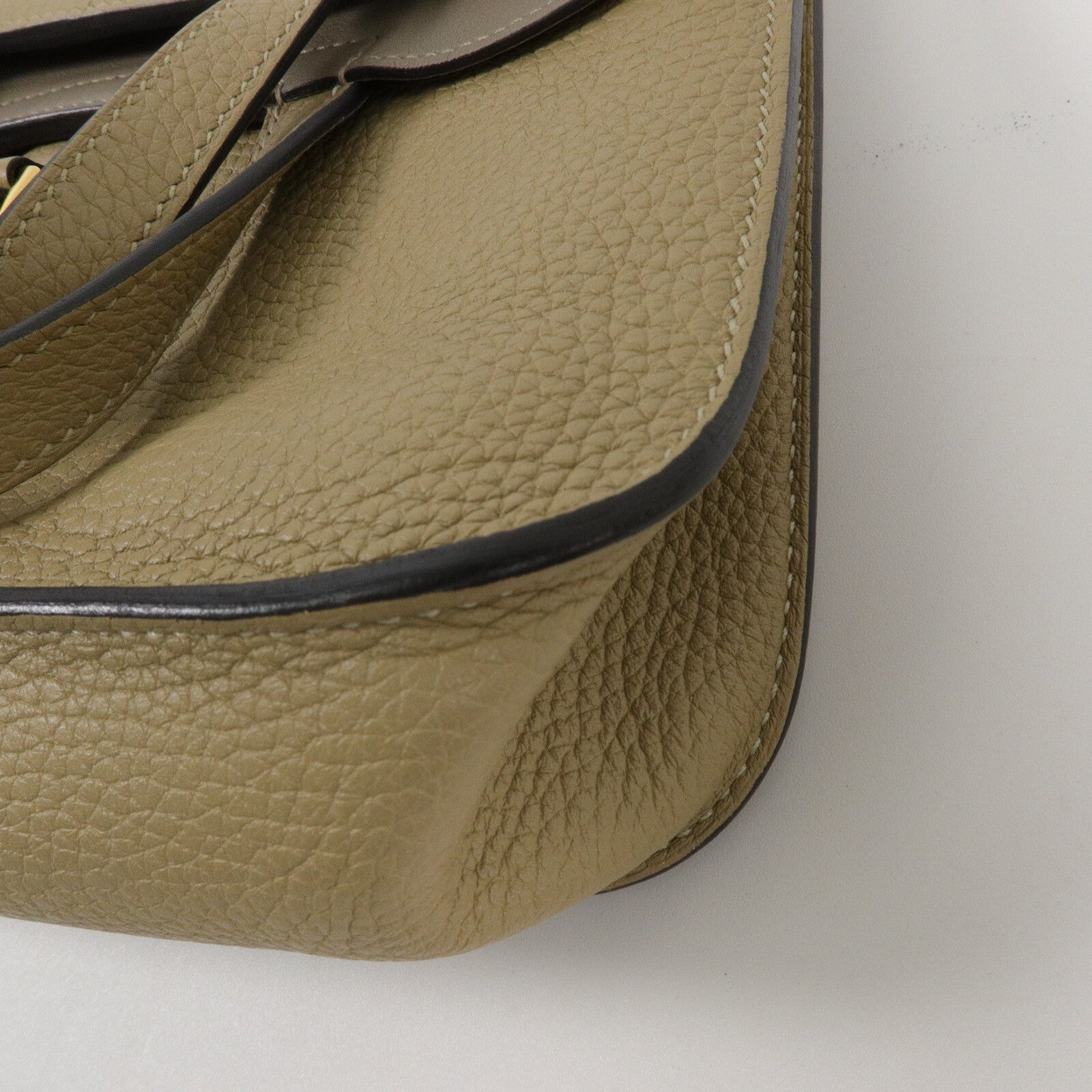 HERMES Clemence皮革/Swift皮革Halzan 25手挽肩背兩用袋Trench/Etoupe