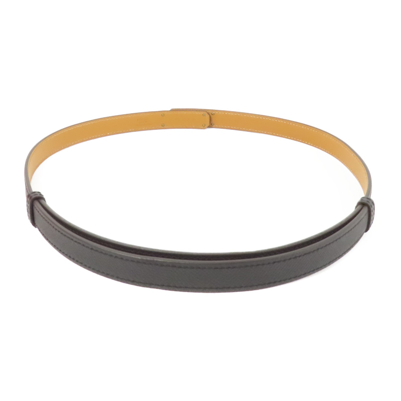 HERMES Epsom皮革Kelly Pocket 18 Belt金扣皮帶Black