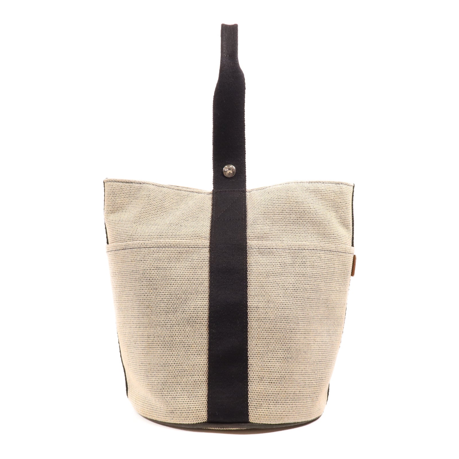 HERMES 帆布Saxo MM銀扣手挽袋