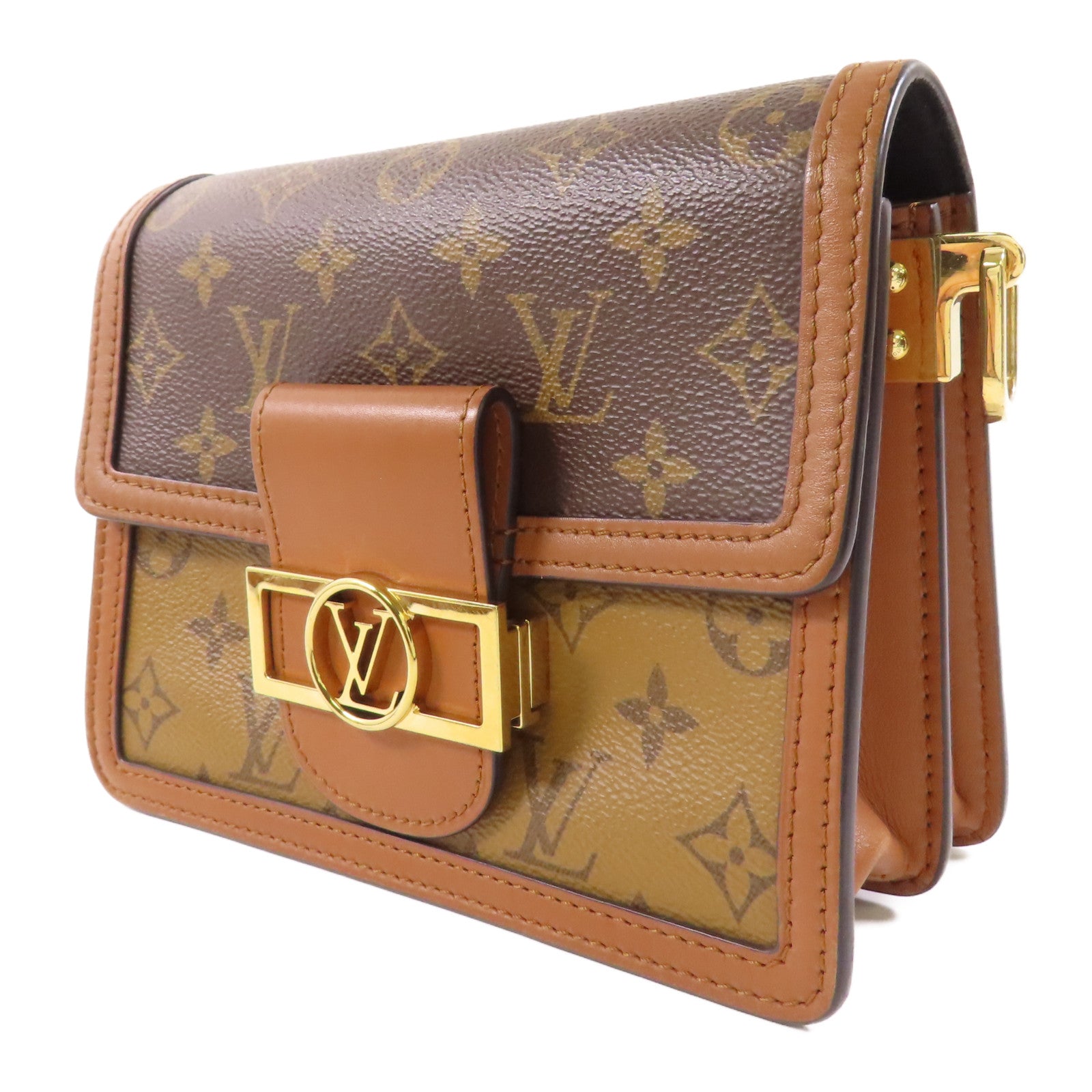 LOUIS VUITTON LV GHW Mini Dauphine Shoulder Bag M44580 Monogram Reverse Brown