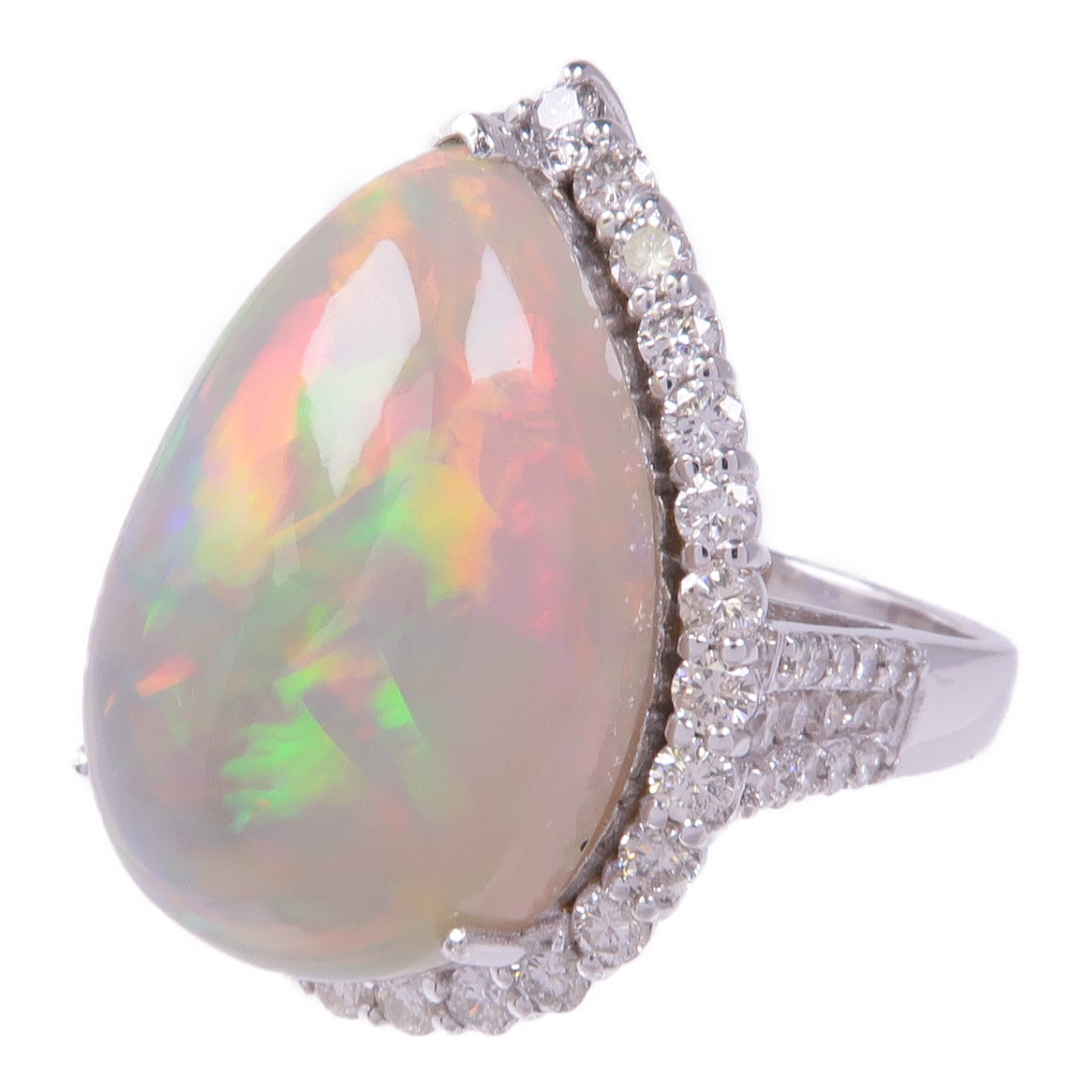 JEWELRY 18K白金Opal Diamond Ring蛋白石/鑽石戒指US#7