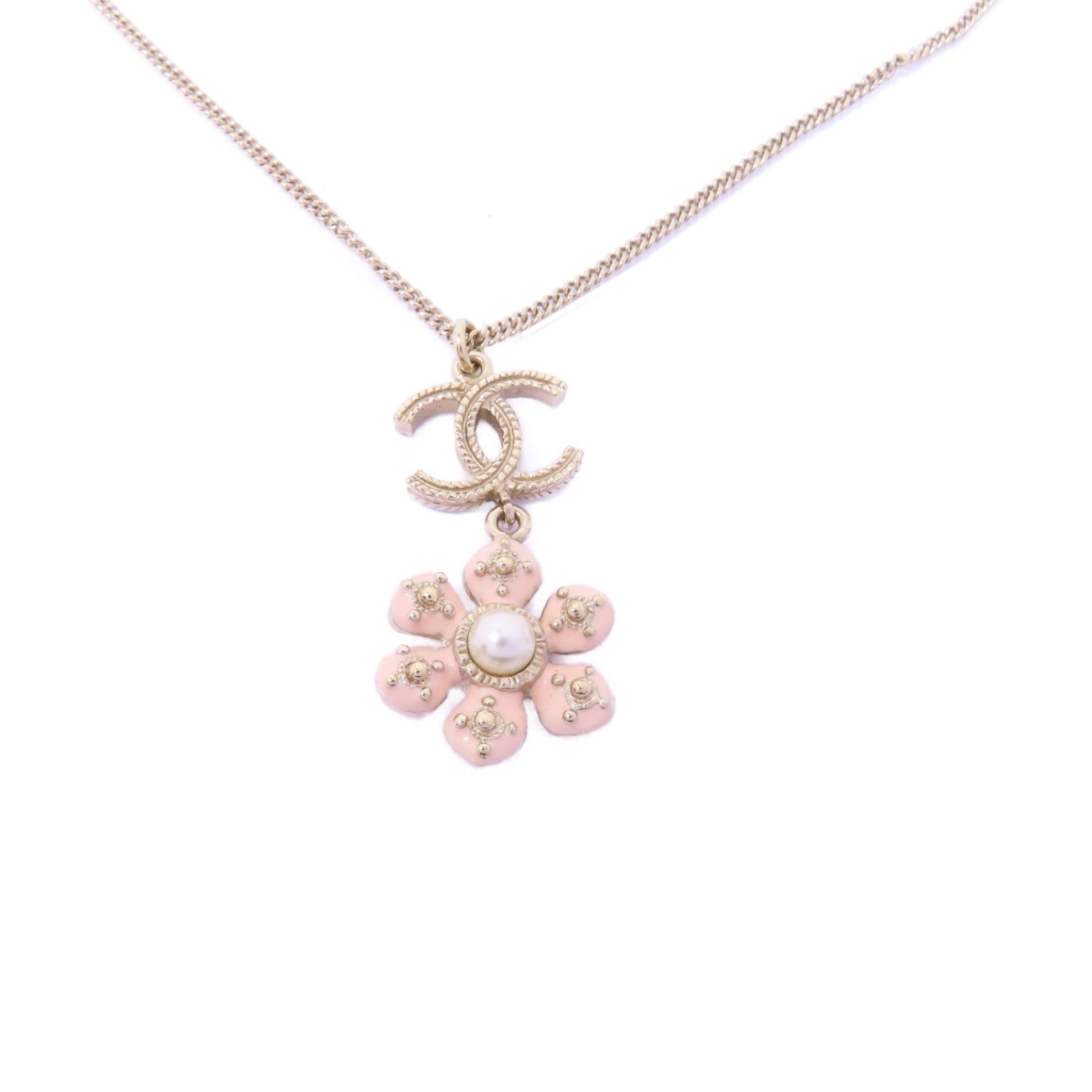 CHANEL 金屬Necklace項鍊粉紅色/金色