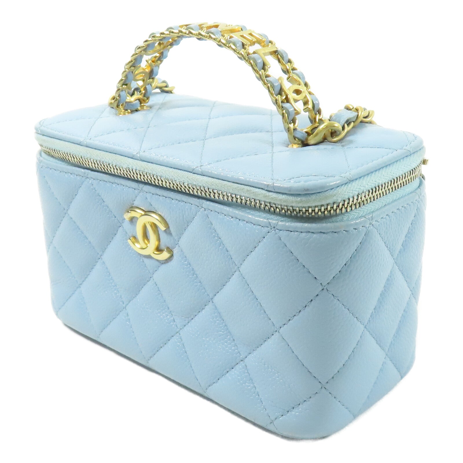 CHANEL 牛皮皮革Vanity Case With Handle鏈帶手挽肩背兩用袋