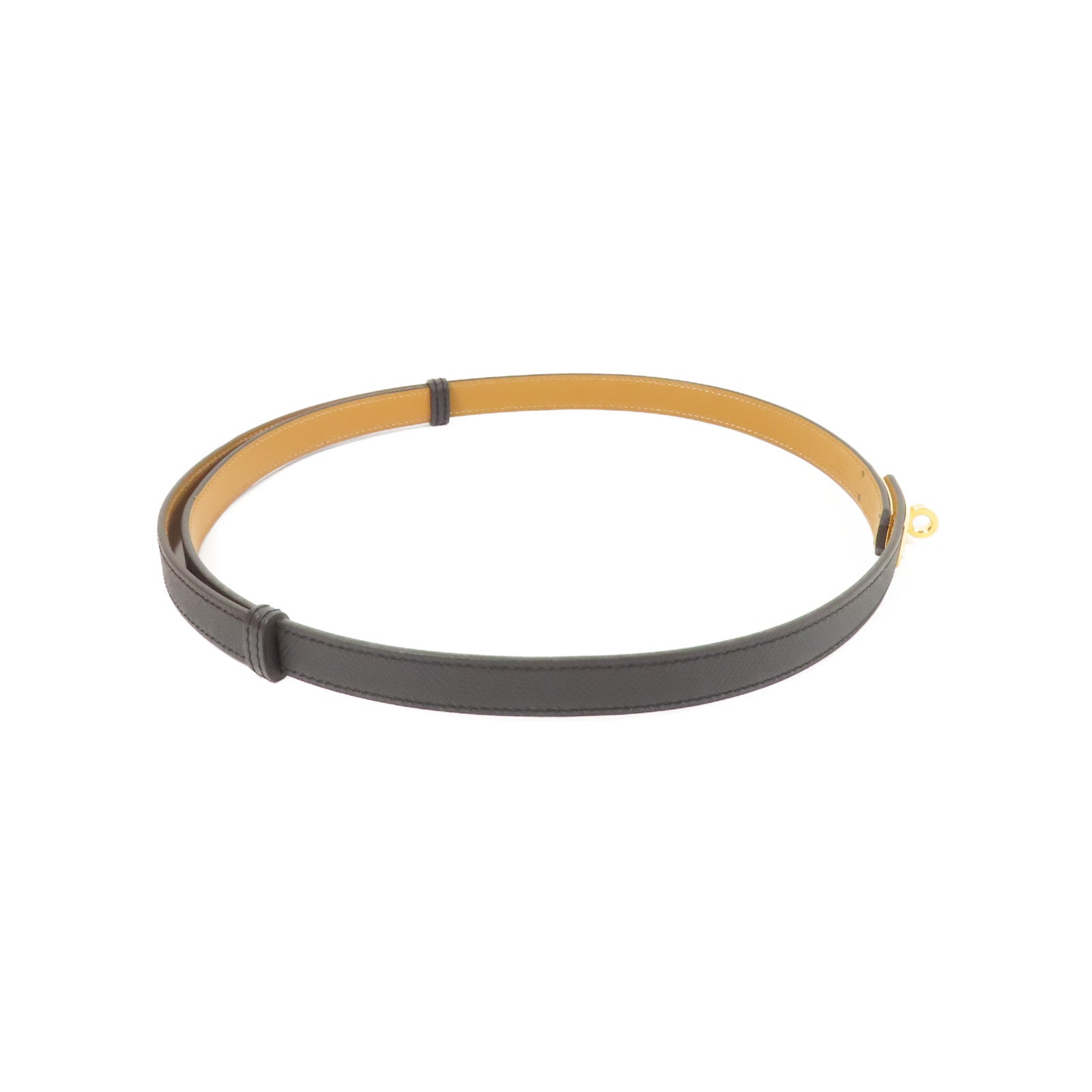 HERMES Epsom皮革Kelly Pocket 18 Belt金扣皮帶Black