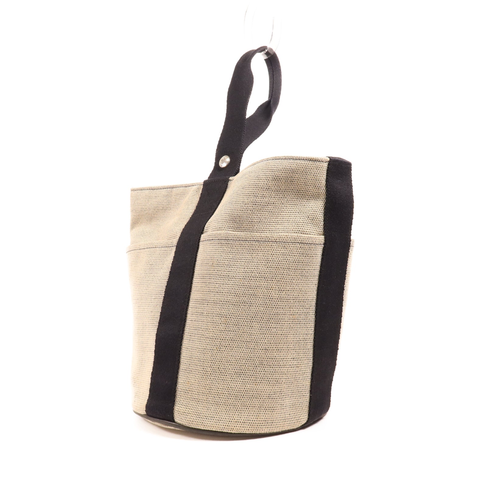 HERMES 帆布Saxo MM銀扣手挽袋