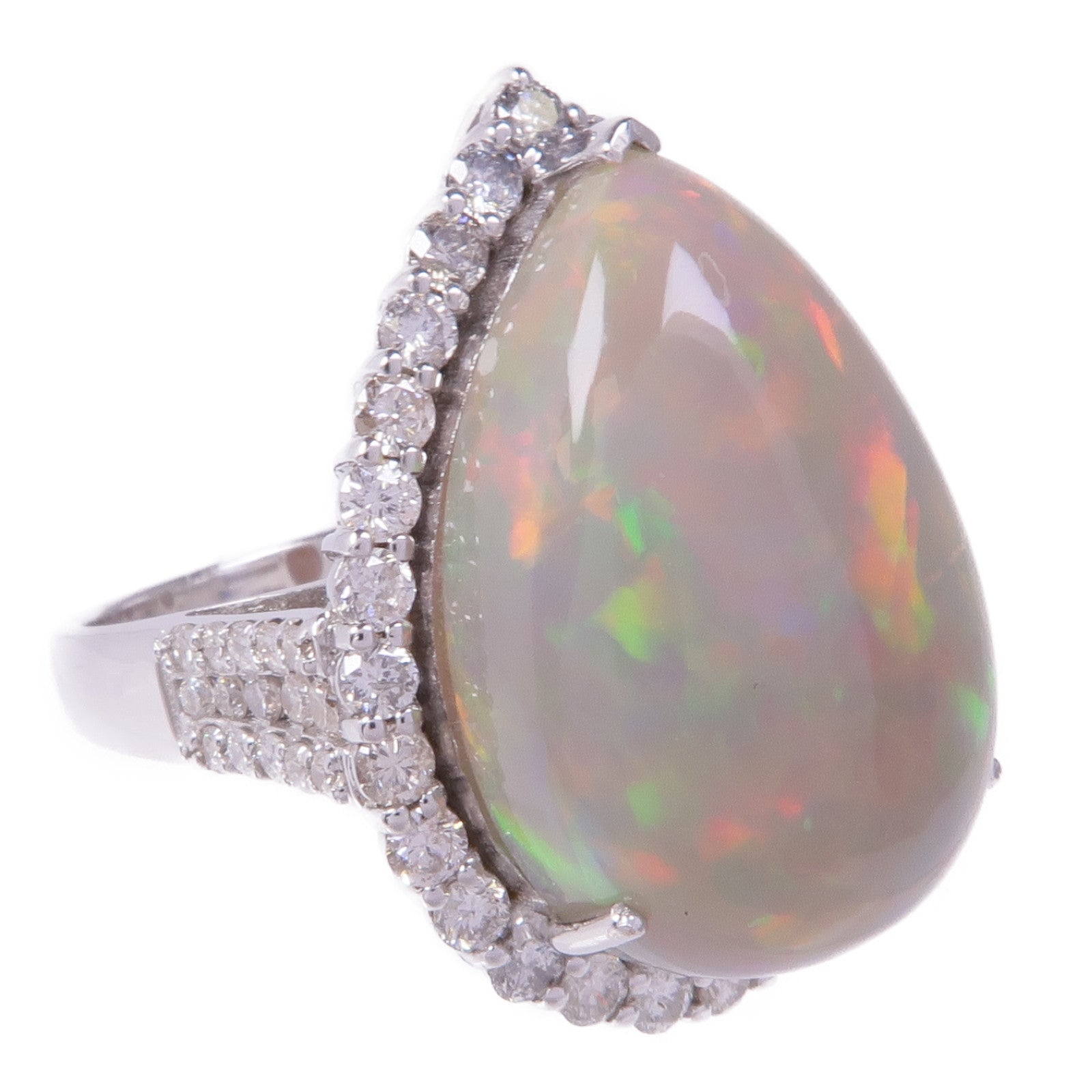 JEWELRY 18K白金Opal Diamond Ring蛋白石/鑽石戒指US#7