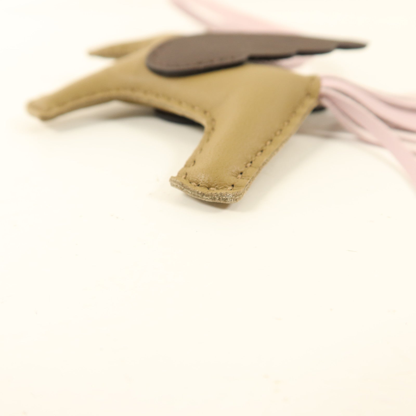 HERMES Milo皮革/Swift皮革Rodeo Pegase PM掛飾Moka/Mauve Pale/Beige Marfa