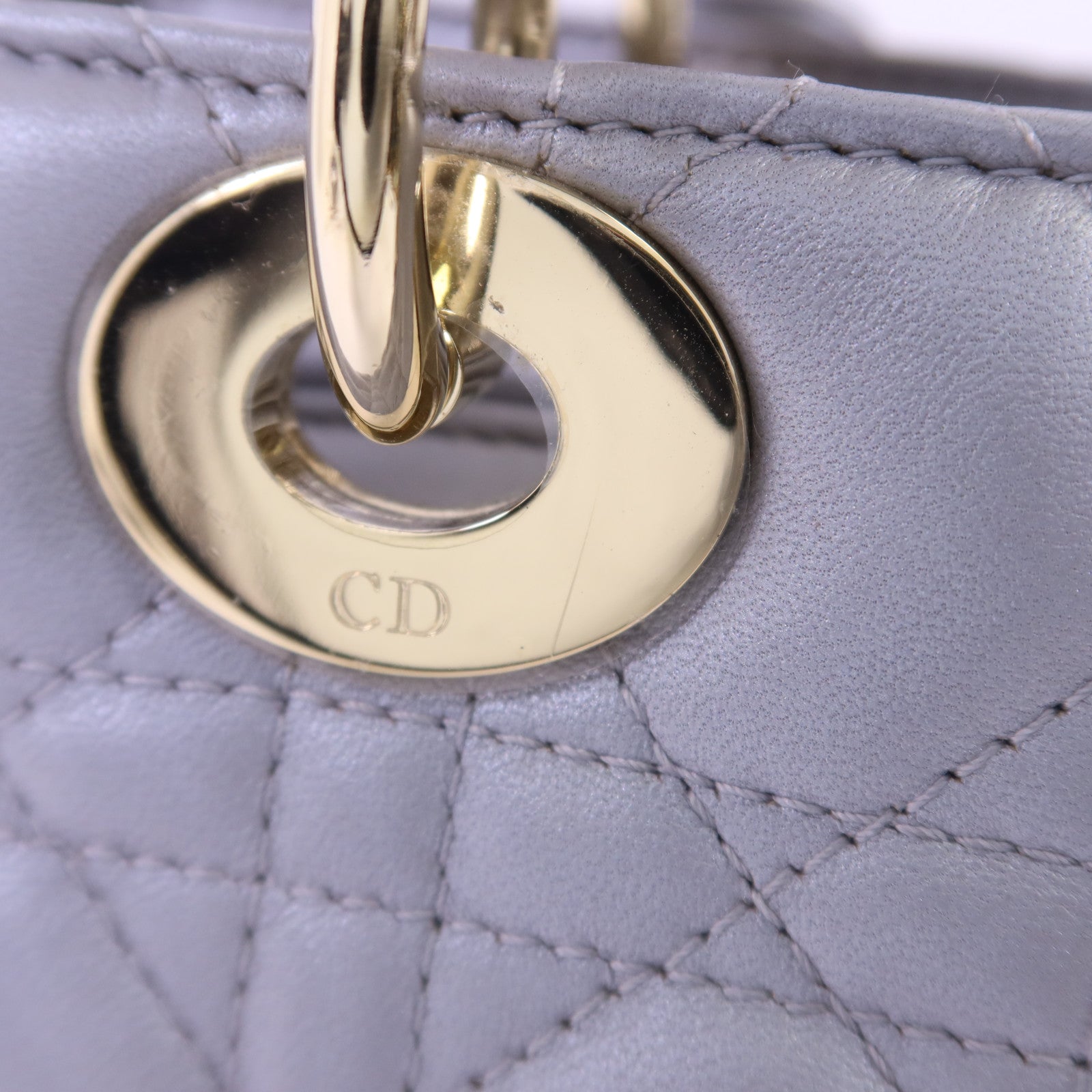 Dior 羊皮皮革Lady Dior Medium金扣手挽肩背兩用袋