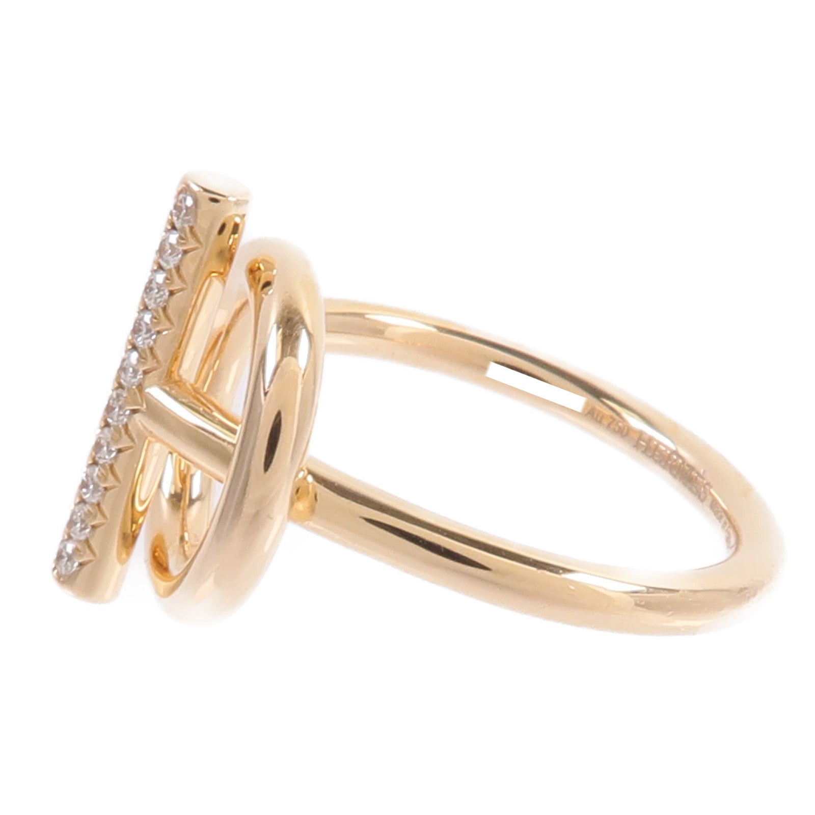 HERMES 18K玫瑰金Echappee Ring鑽石戒指