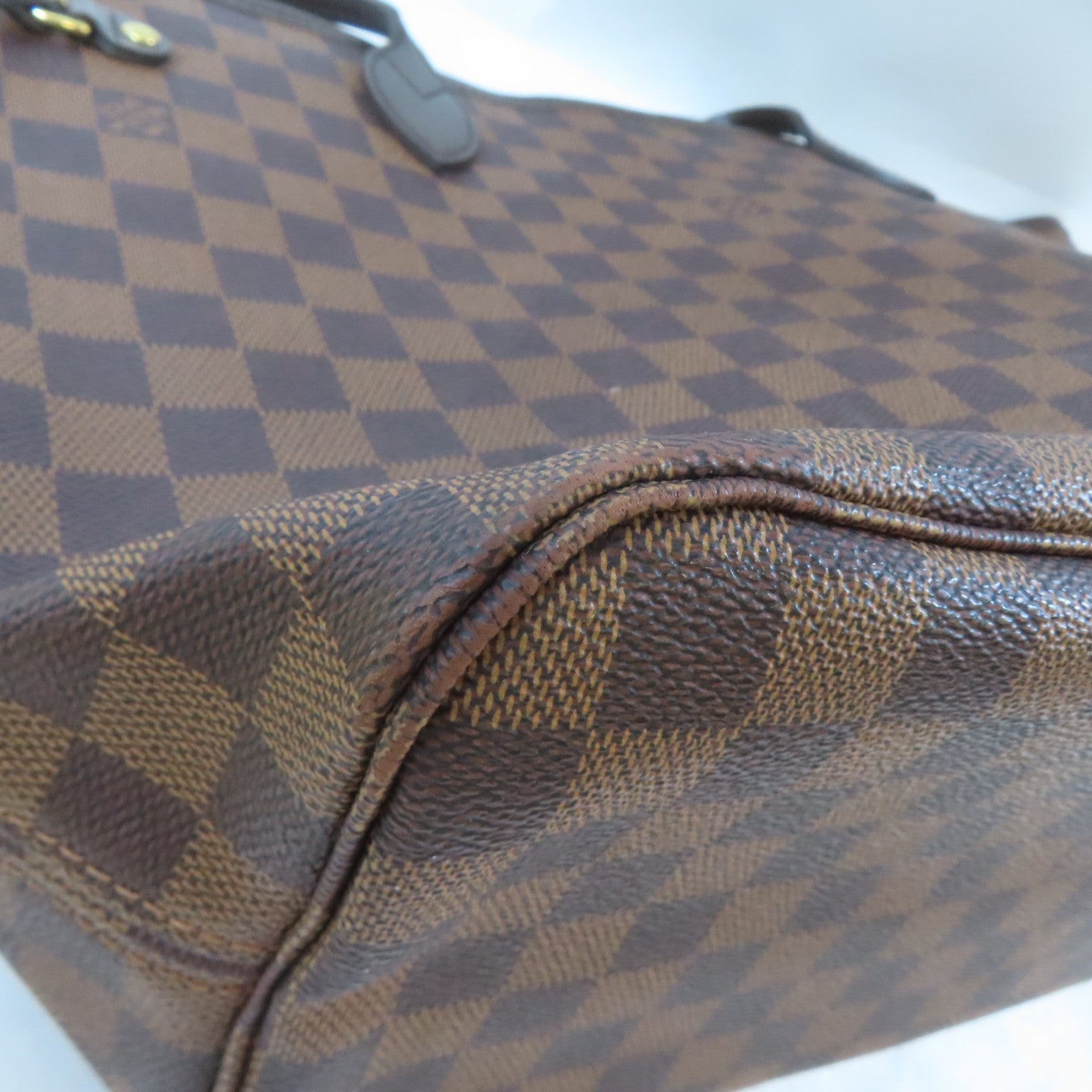 LOUIS VUITTON Damier Neverfull MM金扣肩背袋/手挽袋啡色