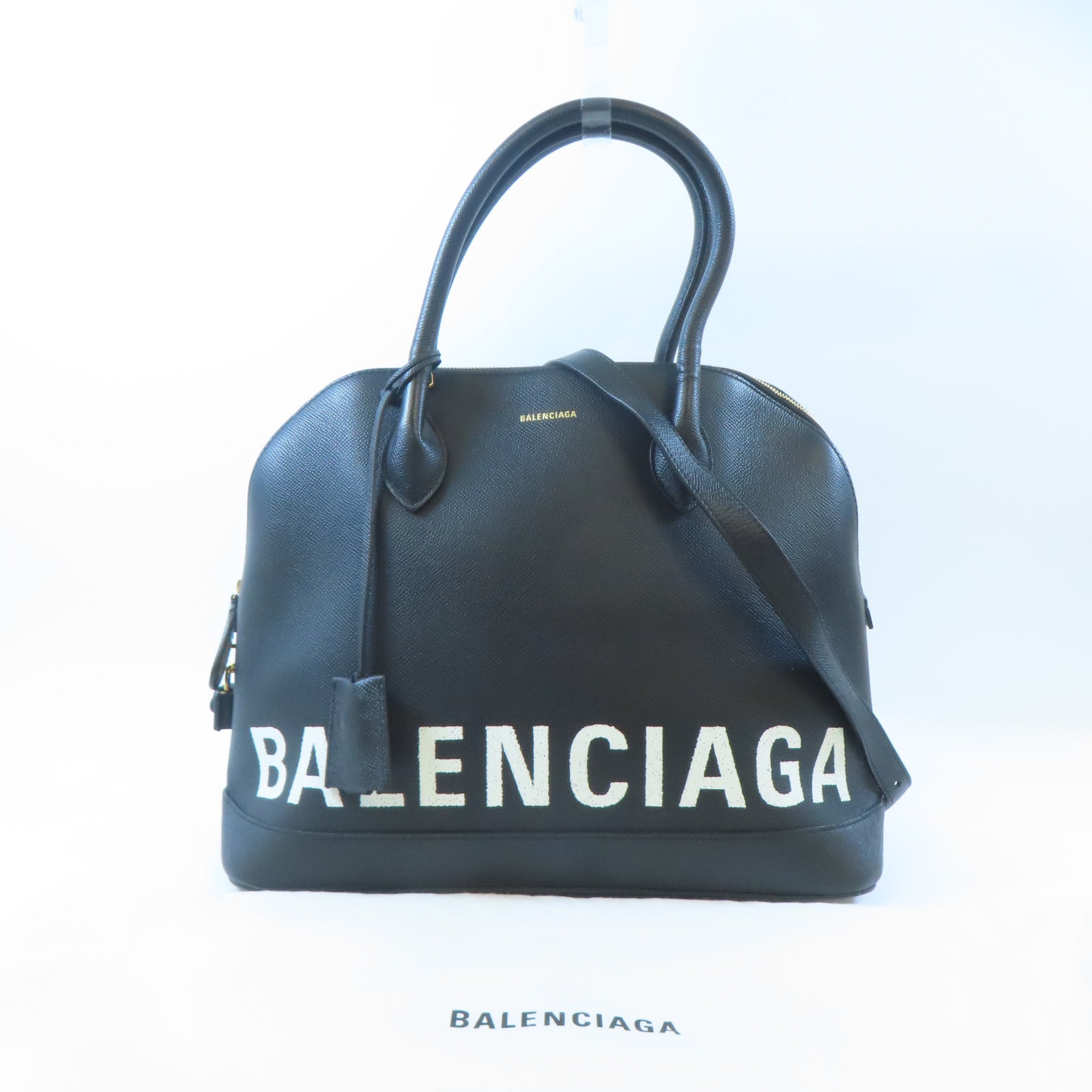 BALENCIAGA 牛皮皮革Ville Top Handle Bag金扣手挽肩背兩用袋黑色