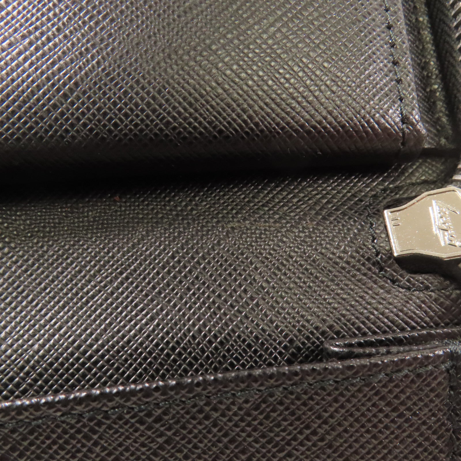 PRADA SHW Long Wallet Calfskin Leather 62B Black/Blue