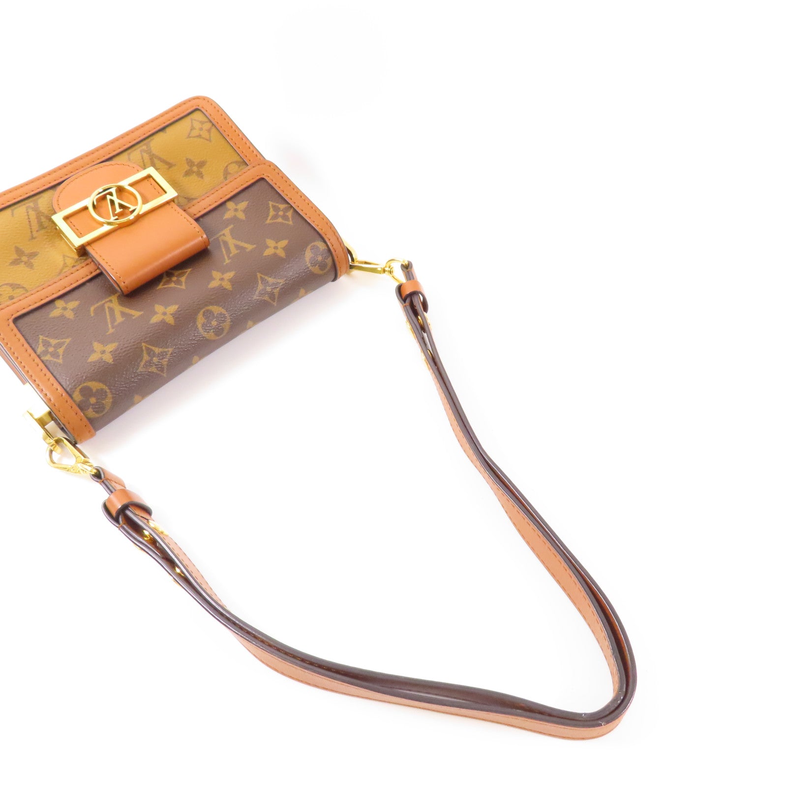 LOUIS VUITTON LV GHW Mini Dauphine Shoulder Bag M44580 Monogram Reverse Brown