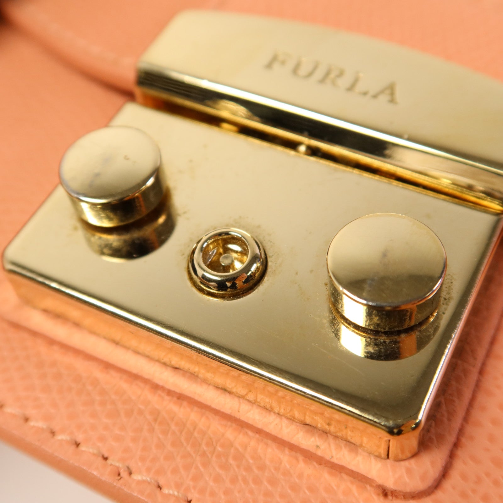 Furla 牛皮皮革Chain Shoulder Bag金扣鏈帶肩背袋